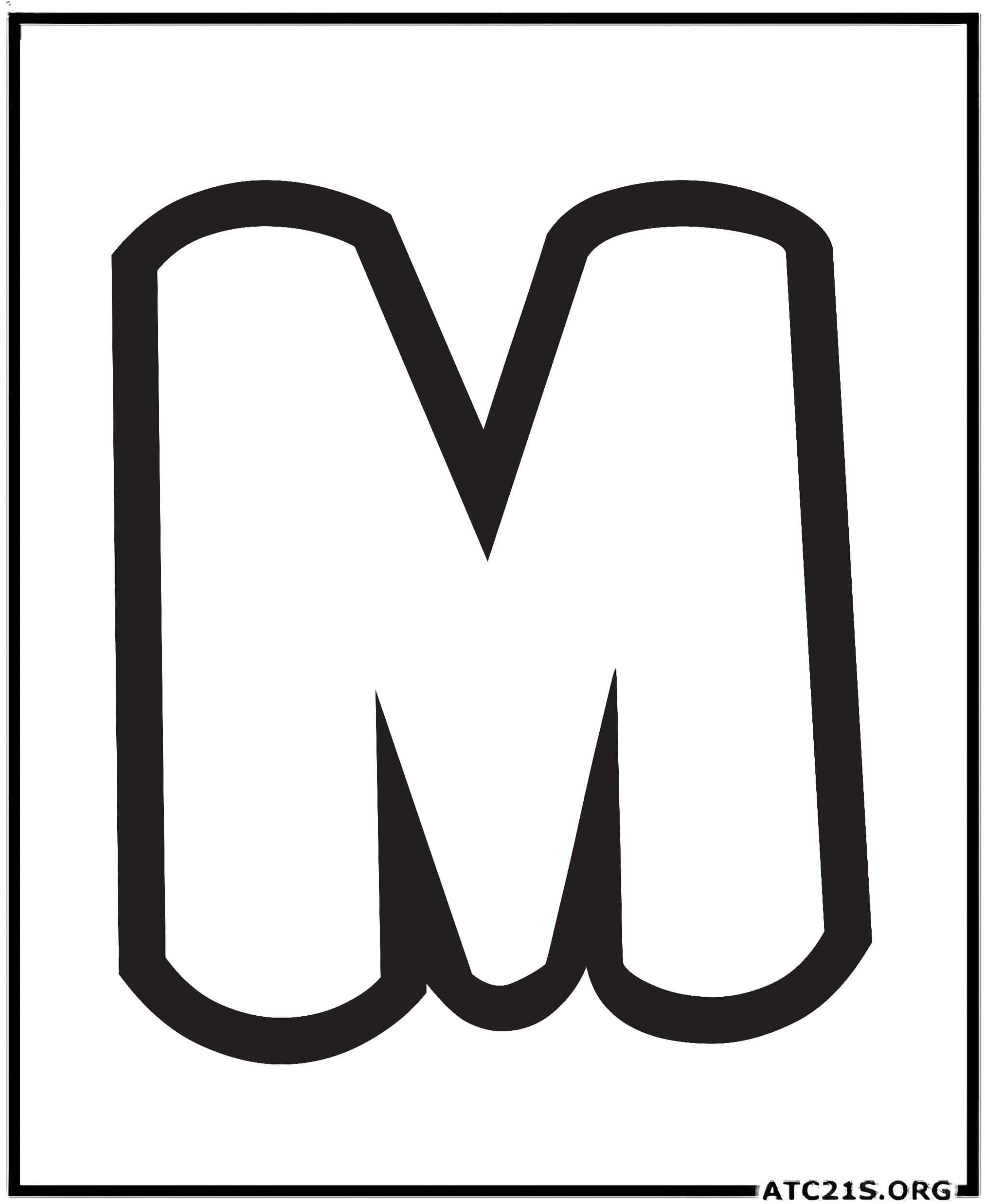 Letter M uppercase bubbly coloring page