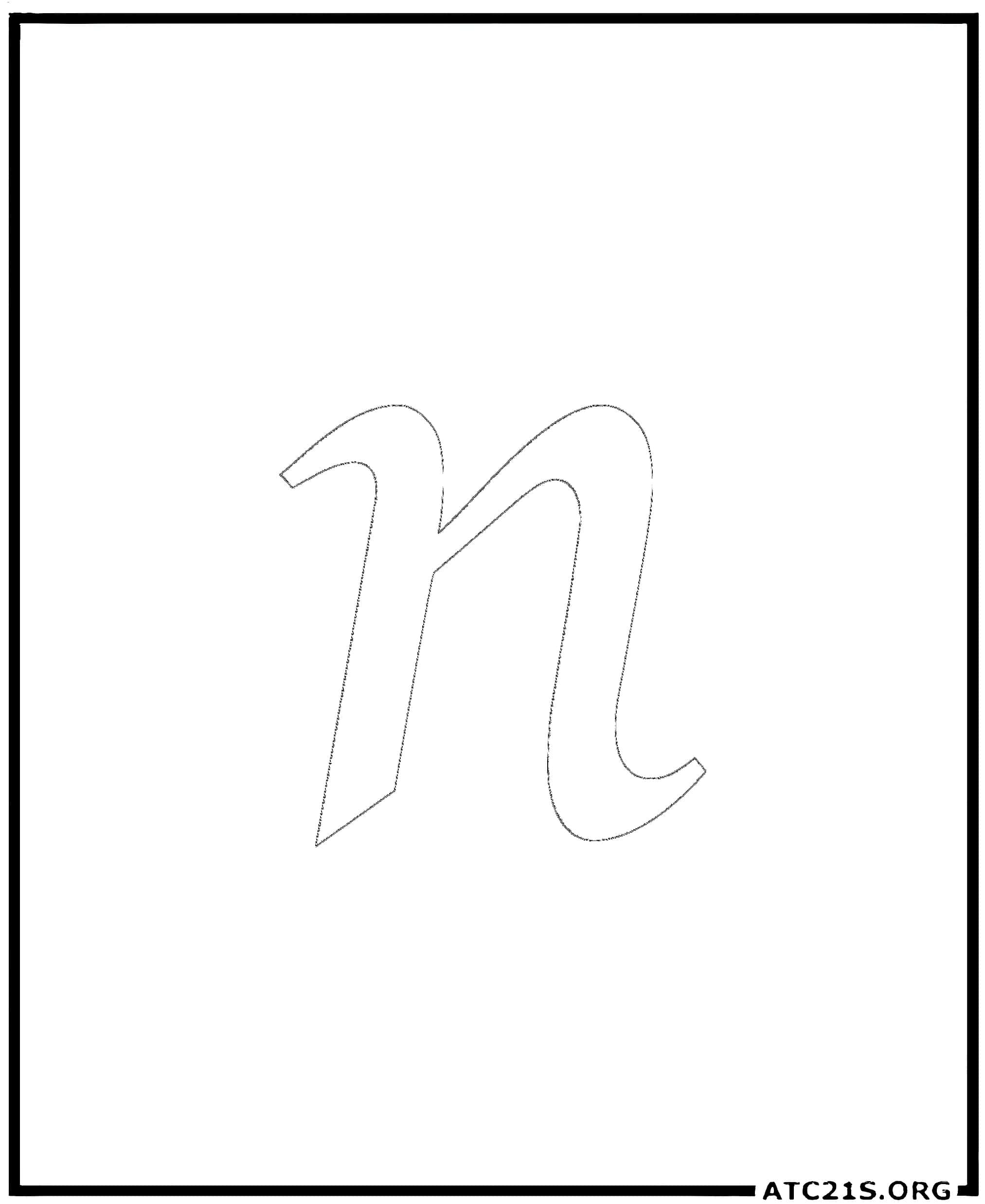 Letter N calligraphy lowercase coloring page