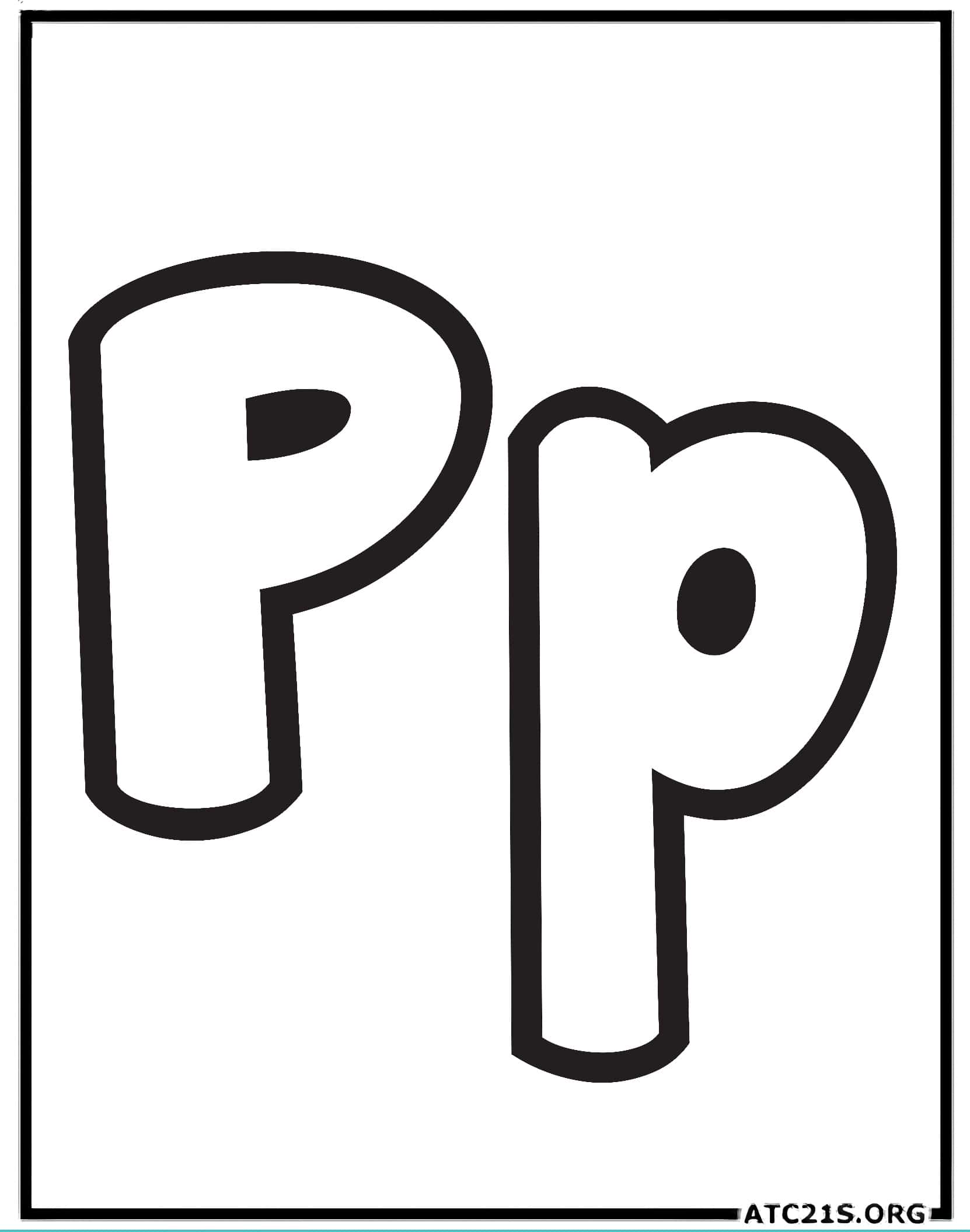 Letter P bubbly coloring page