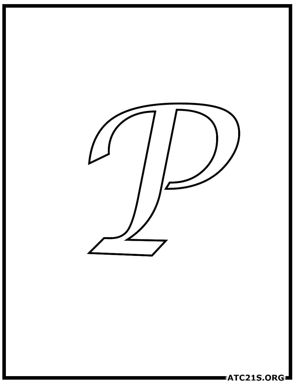 Letter P calligraphy uppercase coloring page