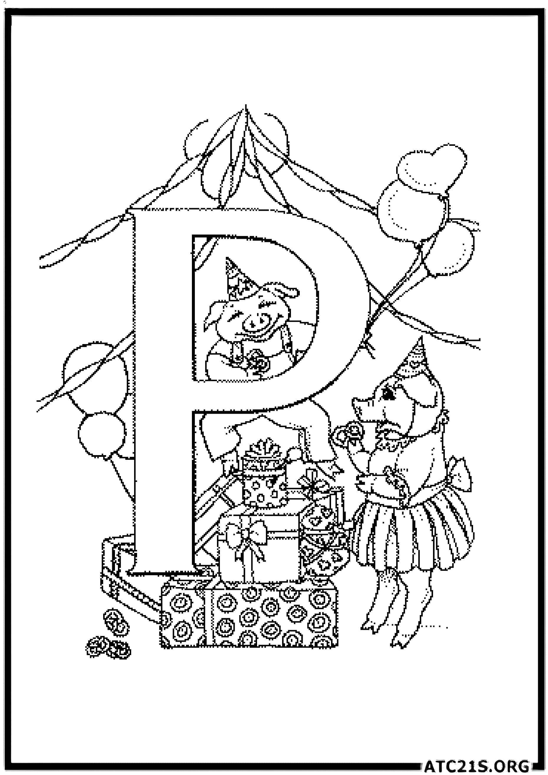 Letter P coloring page variant 2