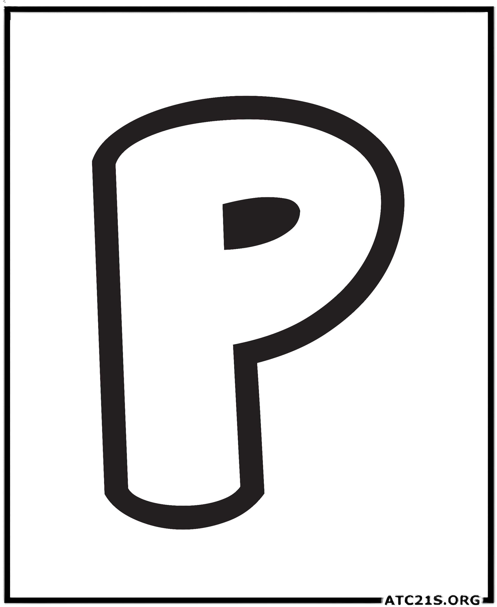 Letter P uppercase bubbly coloring page