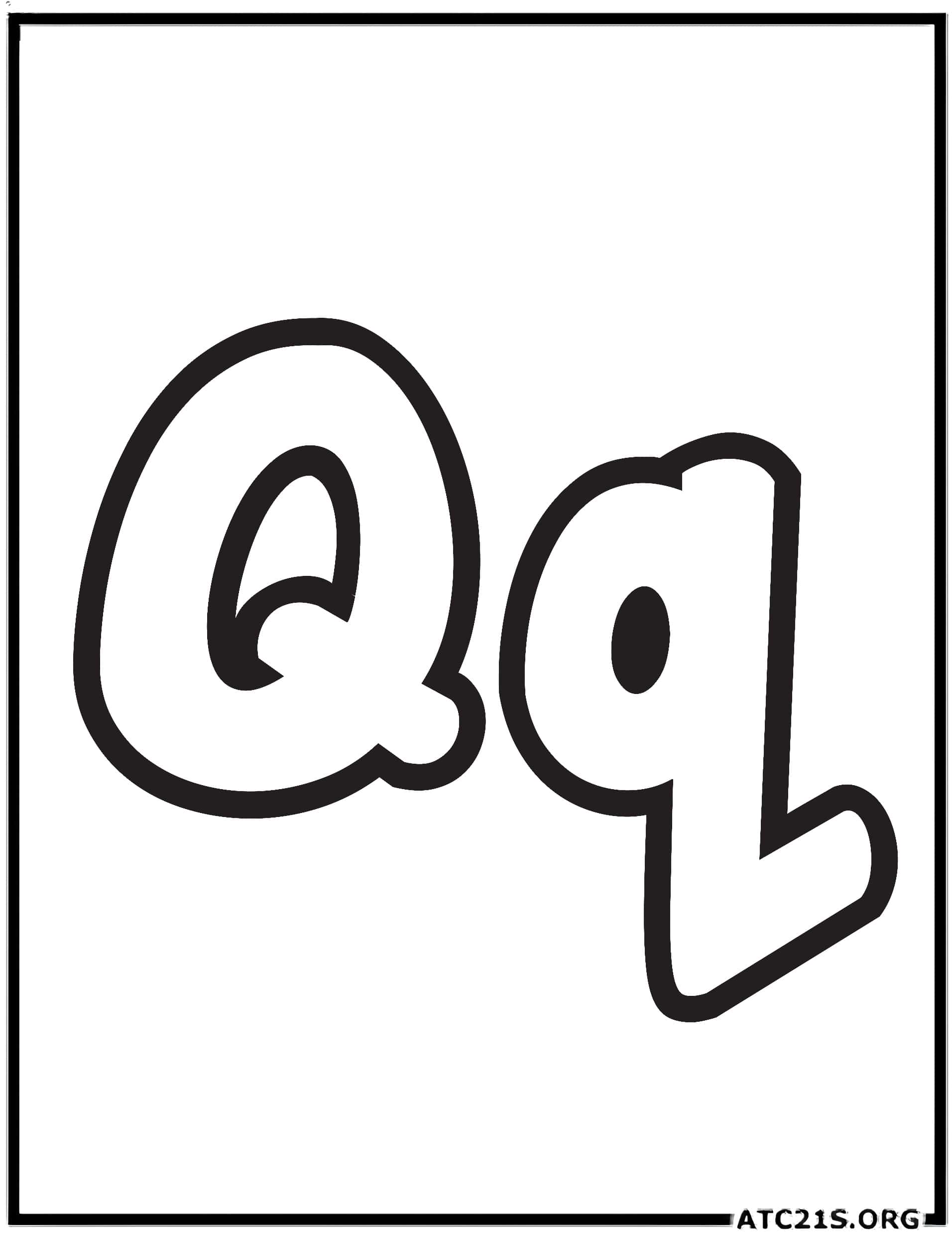 Letter Q bubbly coloring page
