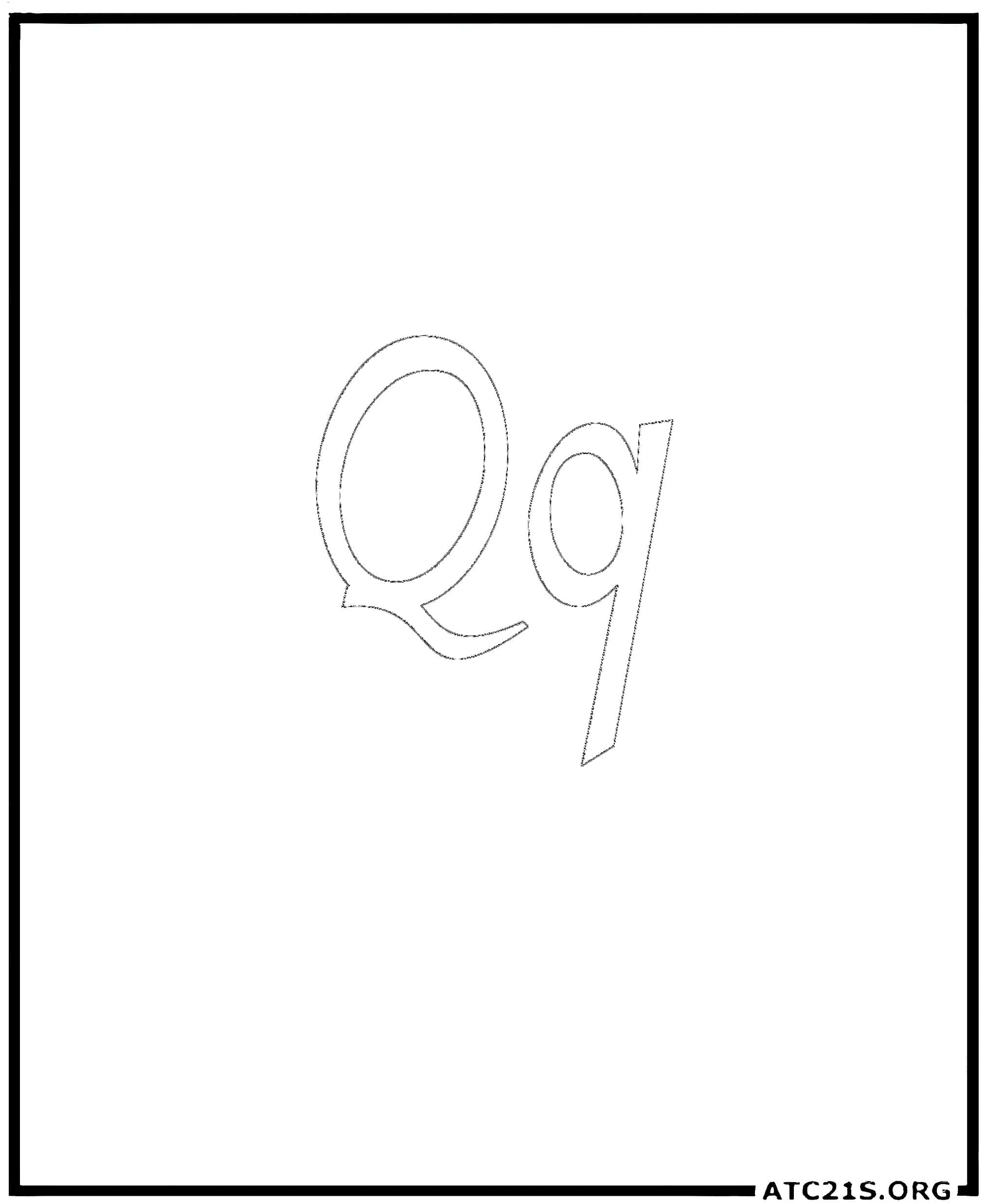 Letter Q calligraphy coloring page