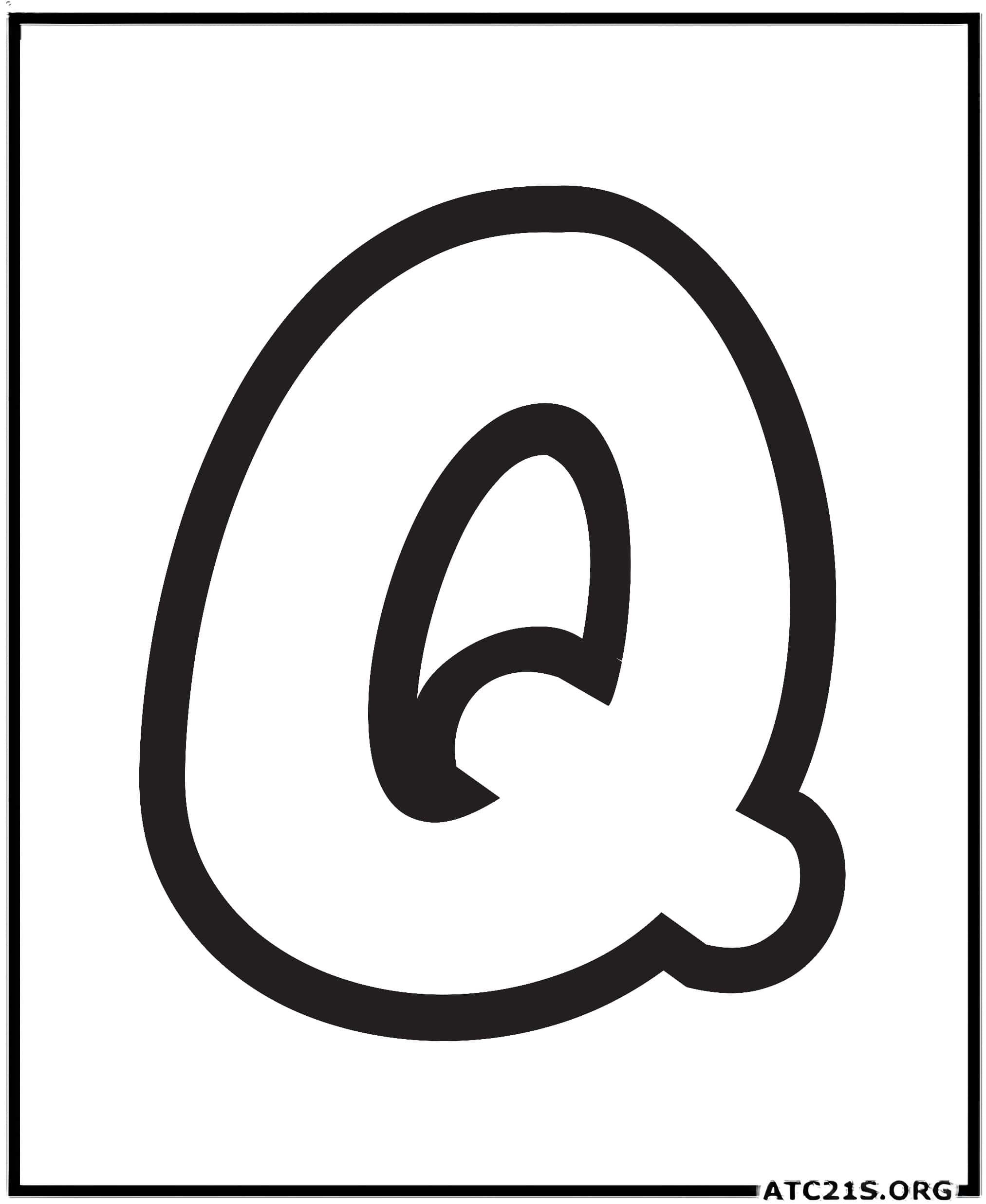 Letter Q uppercase bubbly coloring page