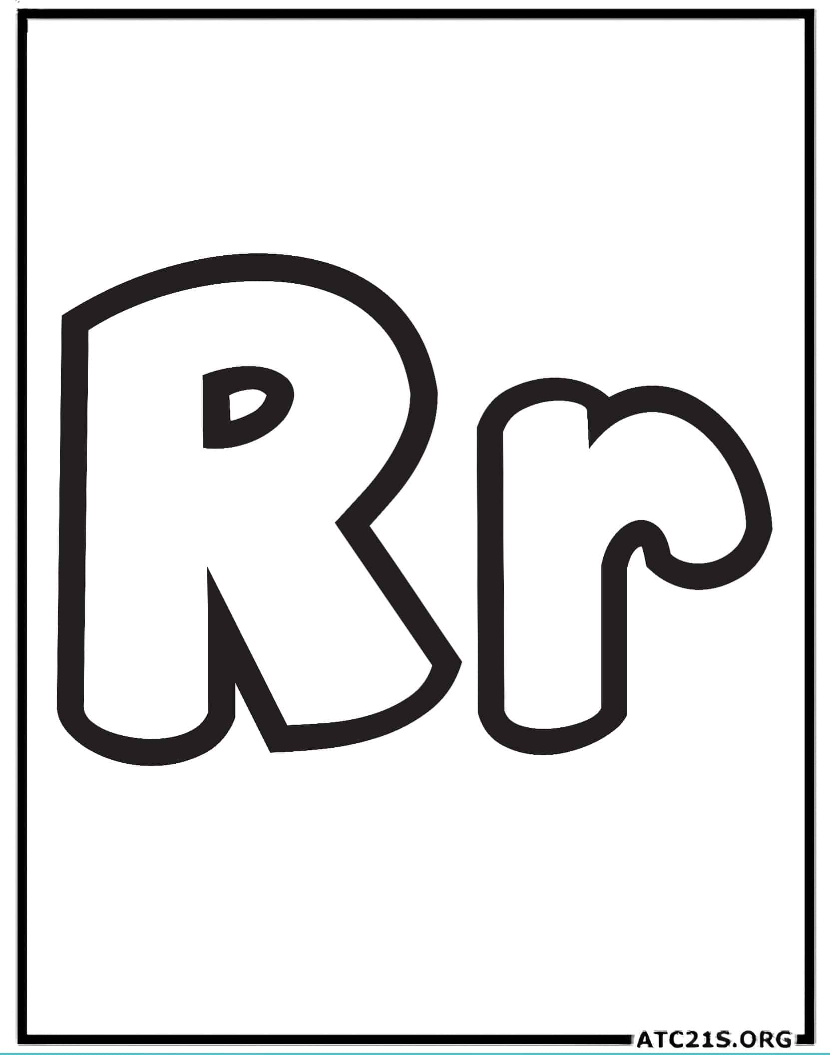 Letter R bubbly coloring page