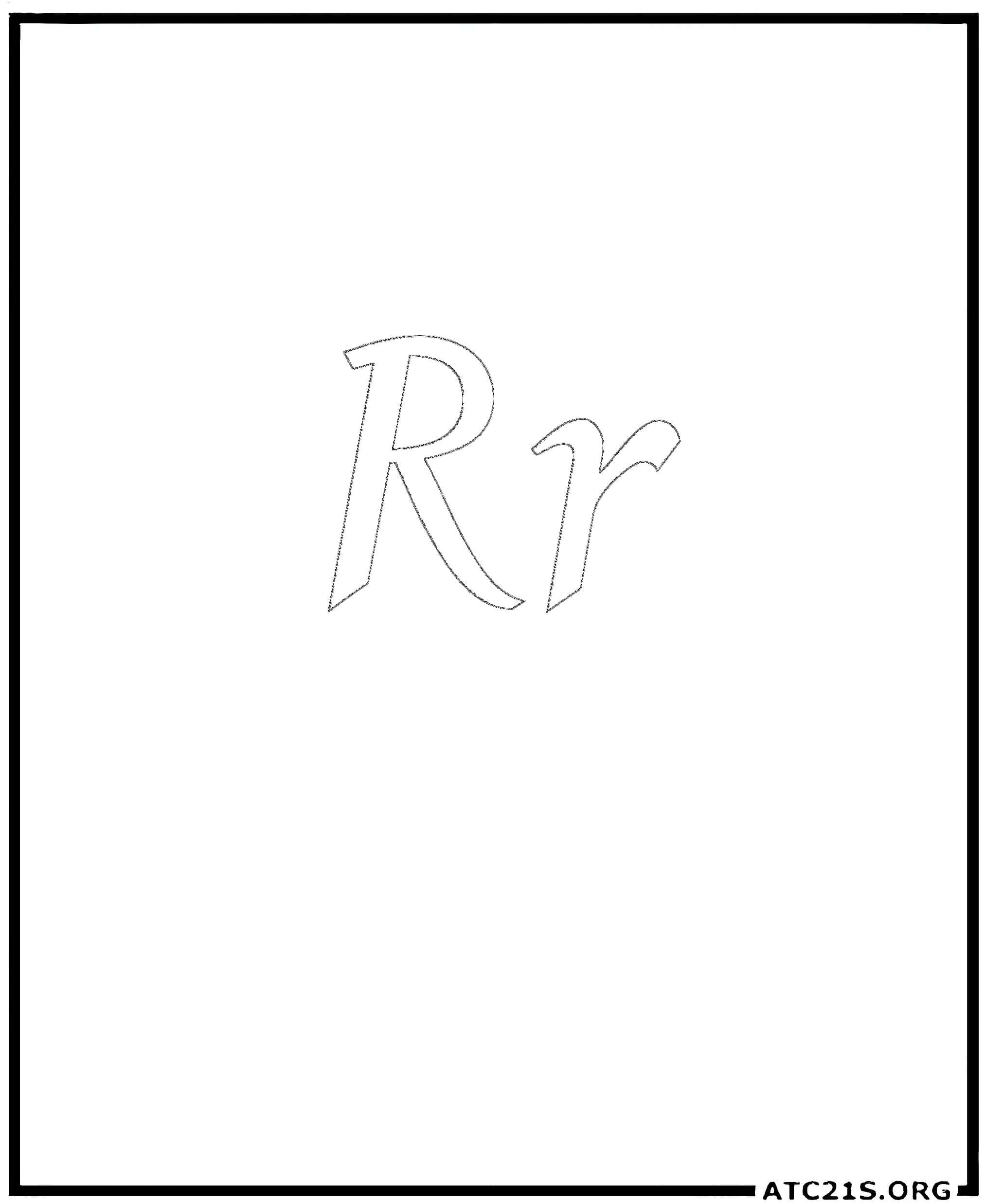 Letter R calligraphy coloring page