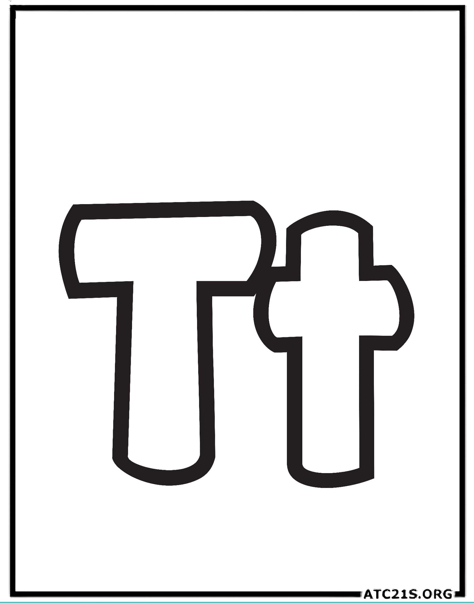 Letter T bubbly coloring page