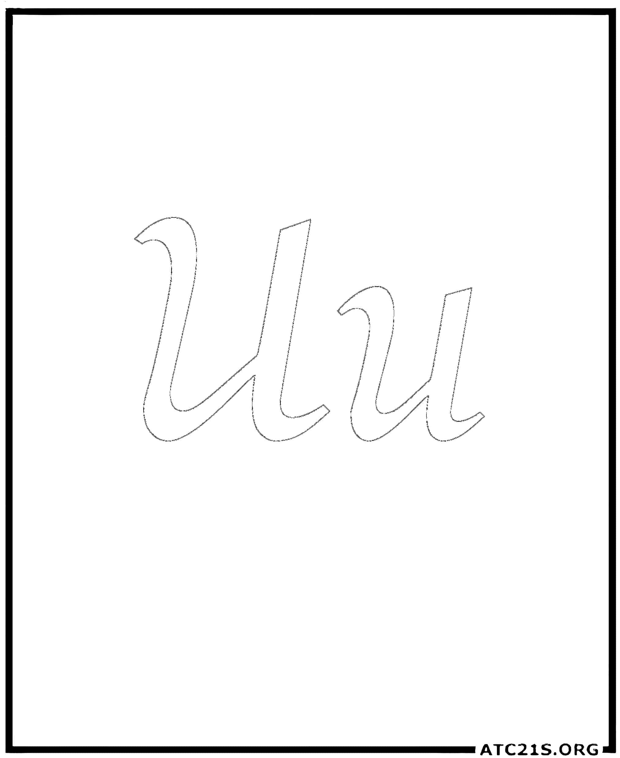 Letter U calligraphy coloring page
