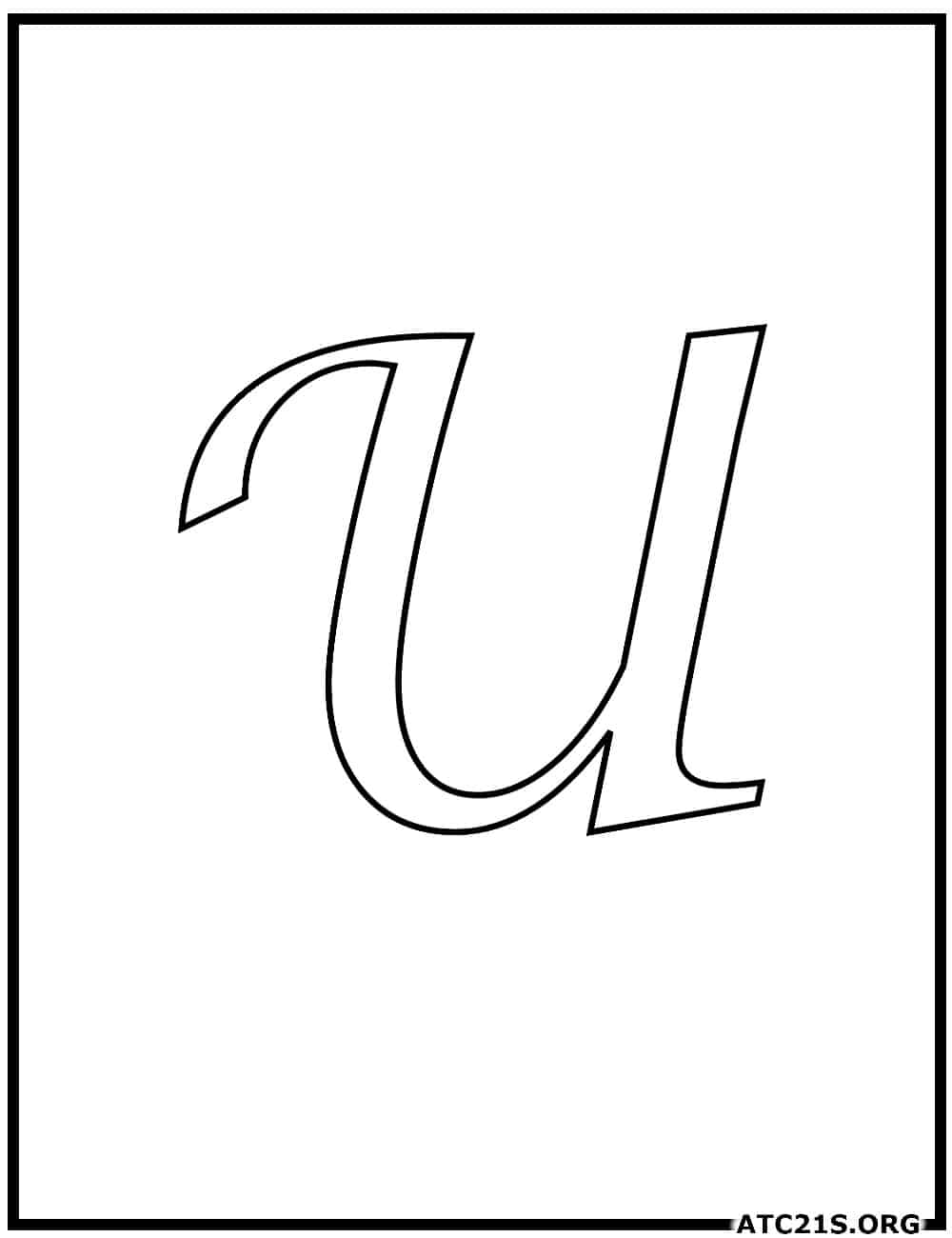 Letter U calligraphy uppercase coloring page