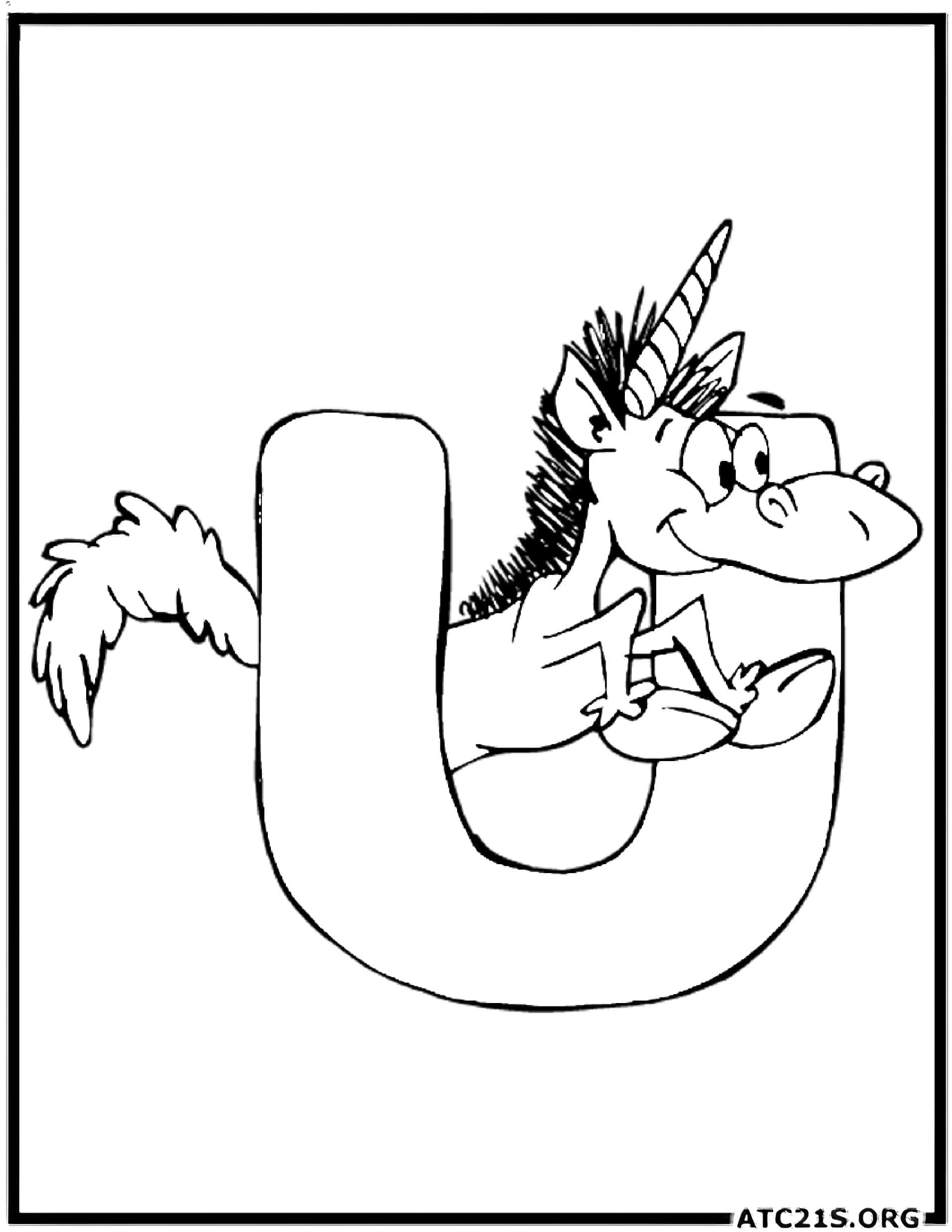 Letter U coloring page variant 1
