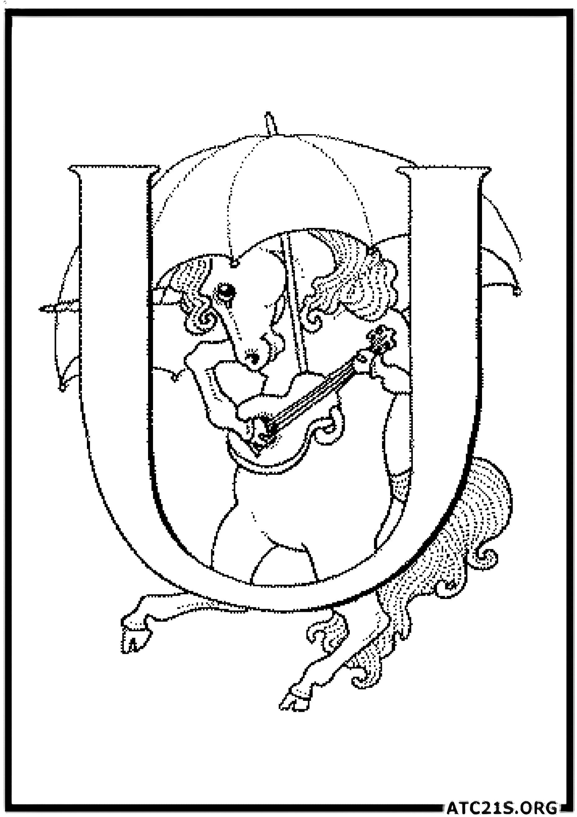 Letter U coloring page variant 2