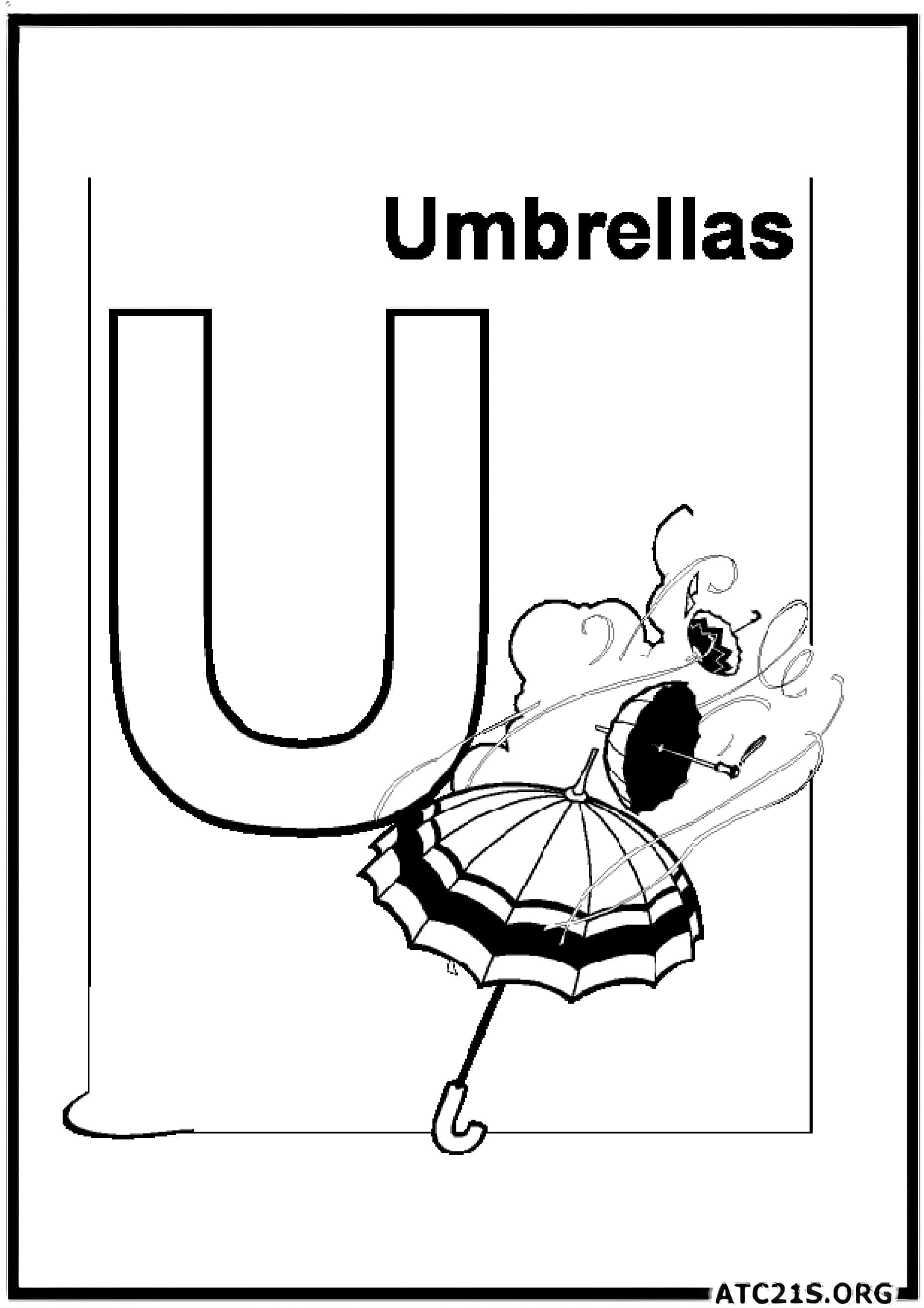 Letter U coloring page variant 3