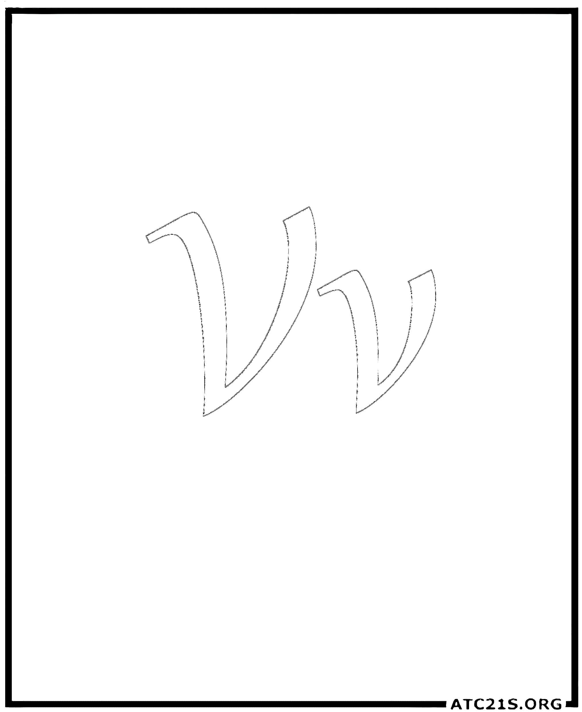 Letter V calligraphy coloring page