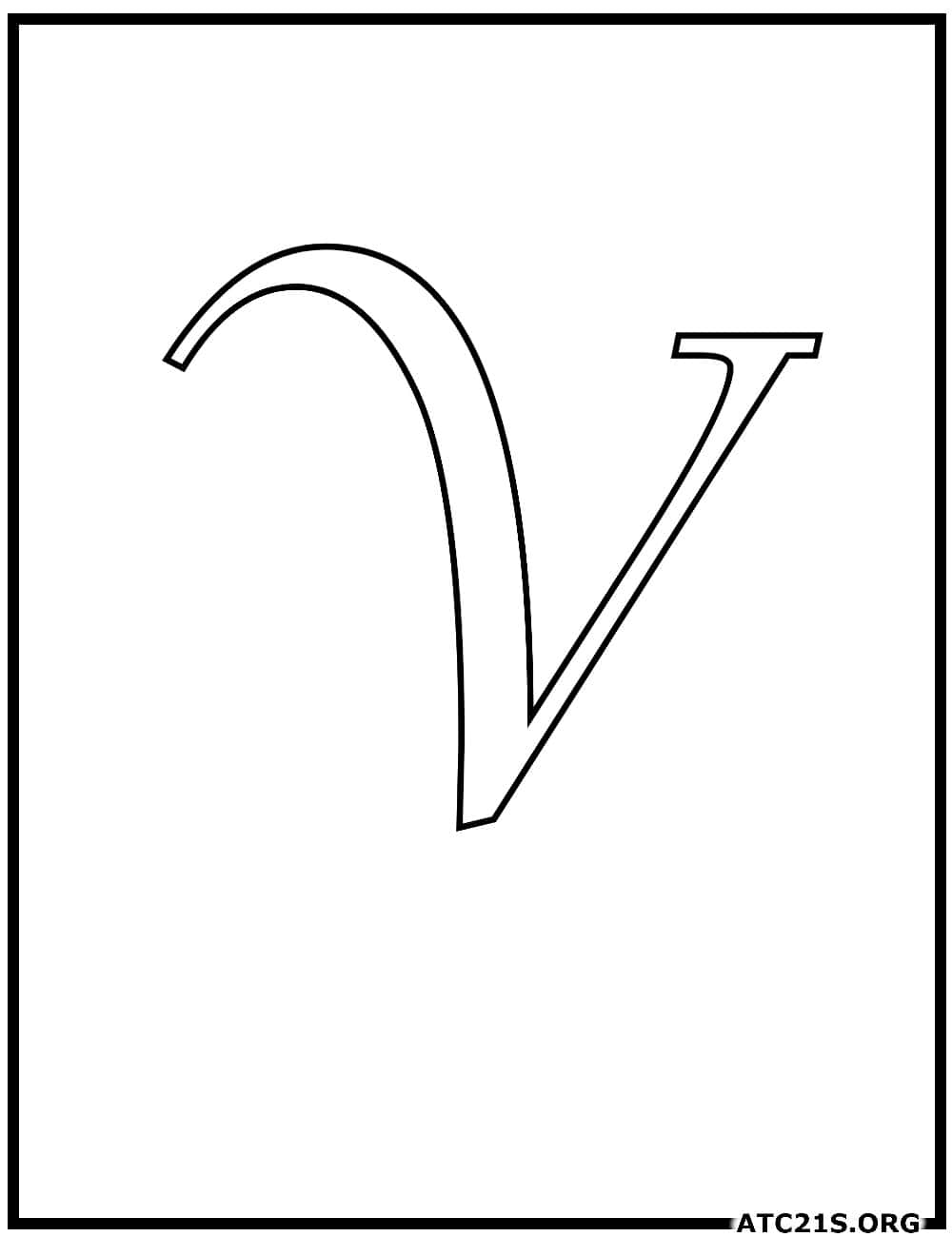 Letter V calligraphy uppercase coloring page