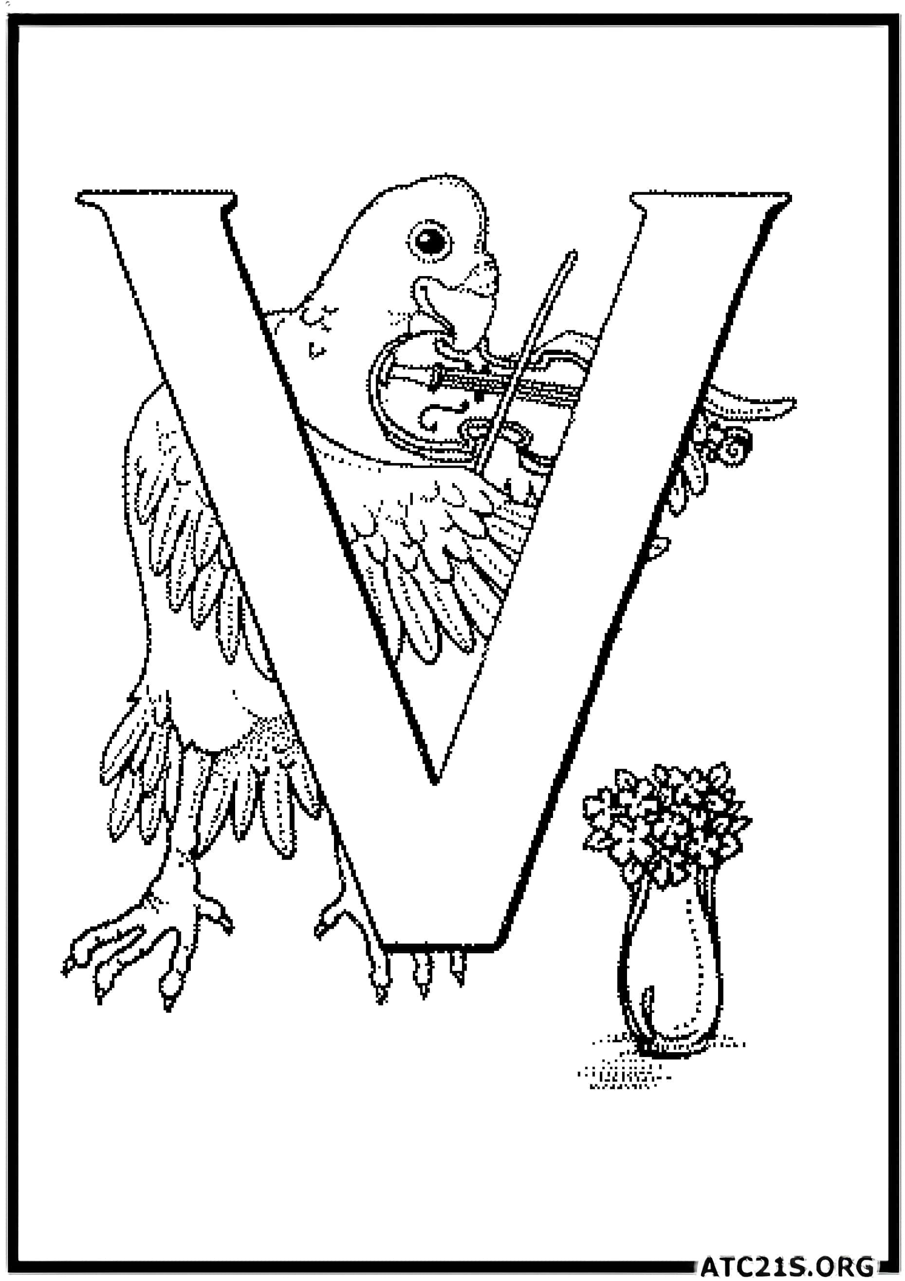 Letter V coloring page variant 2