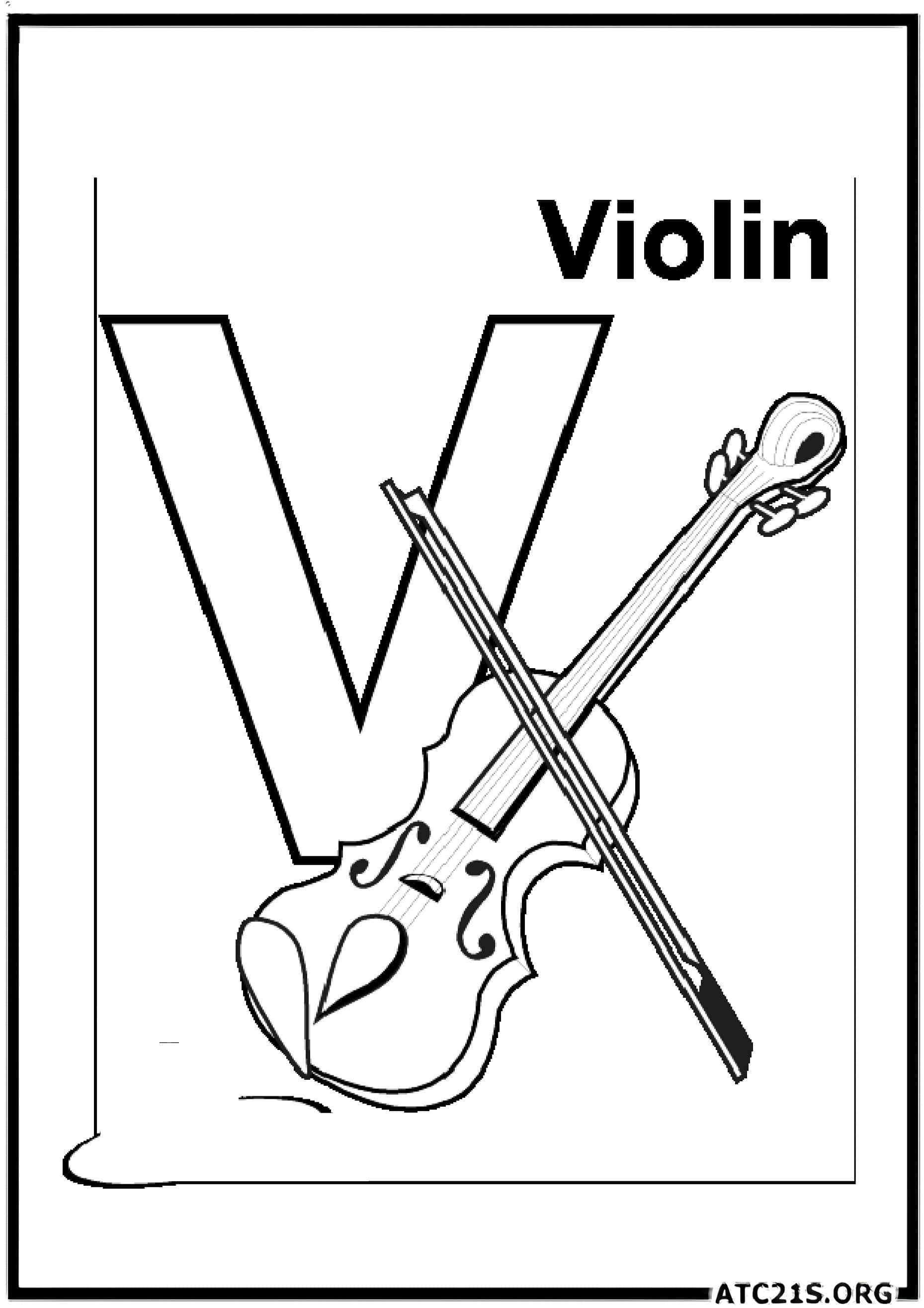 Letter V coloring page variant 3