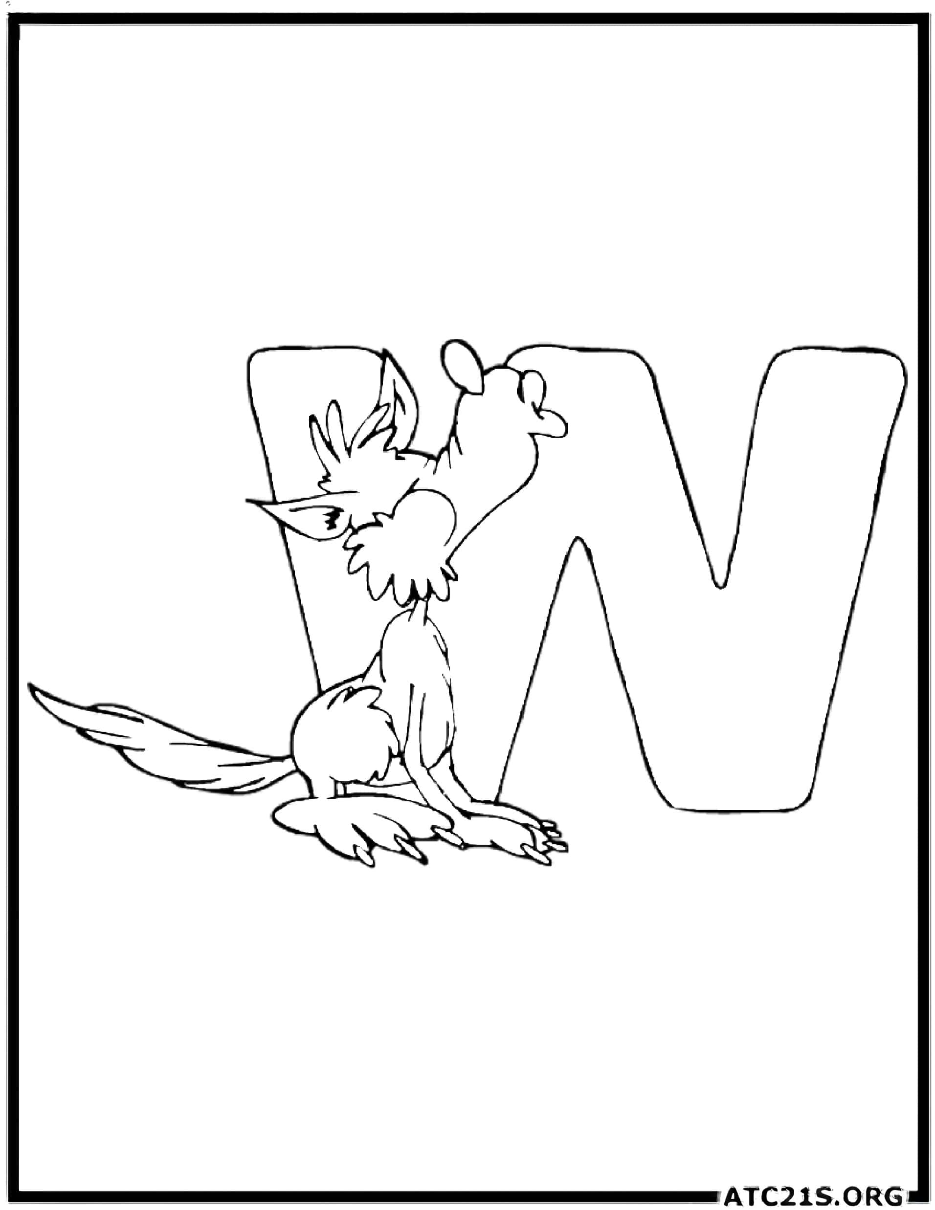 Letter W coloring page variant 1