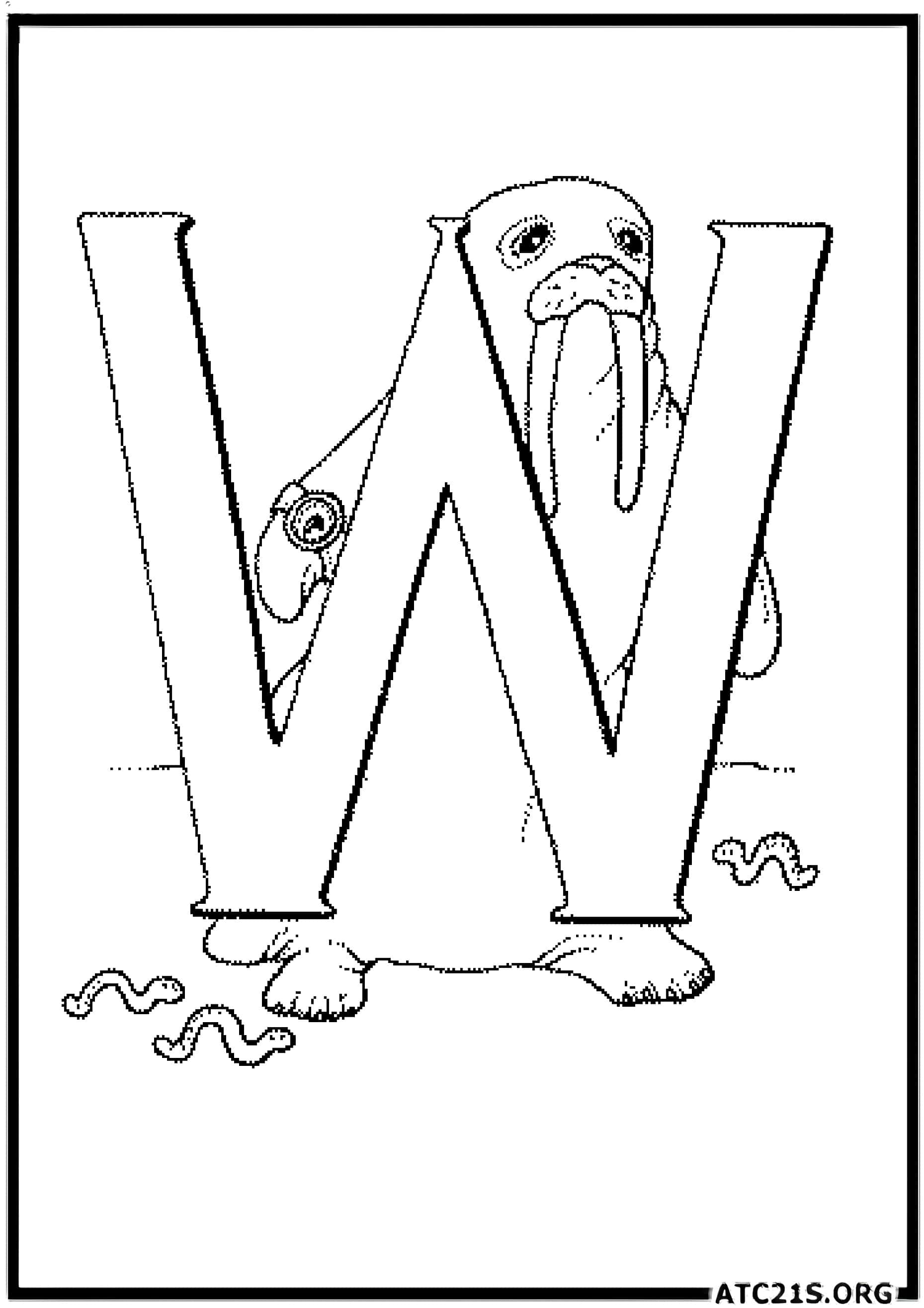 Letter W coloring page variant 2