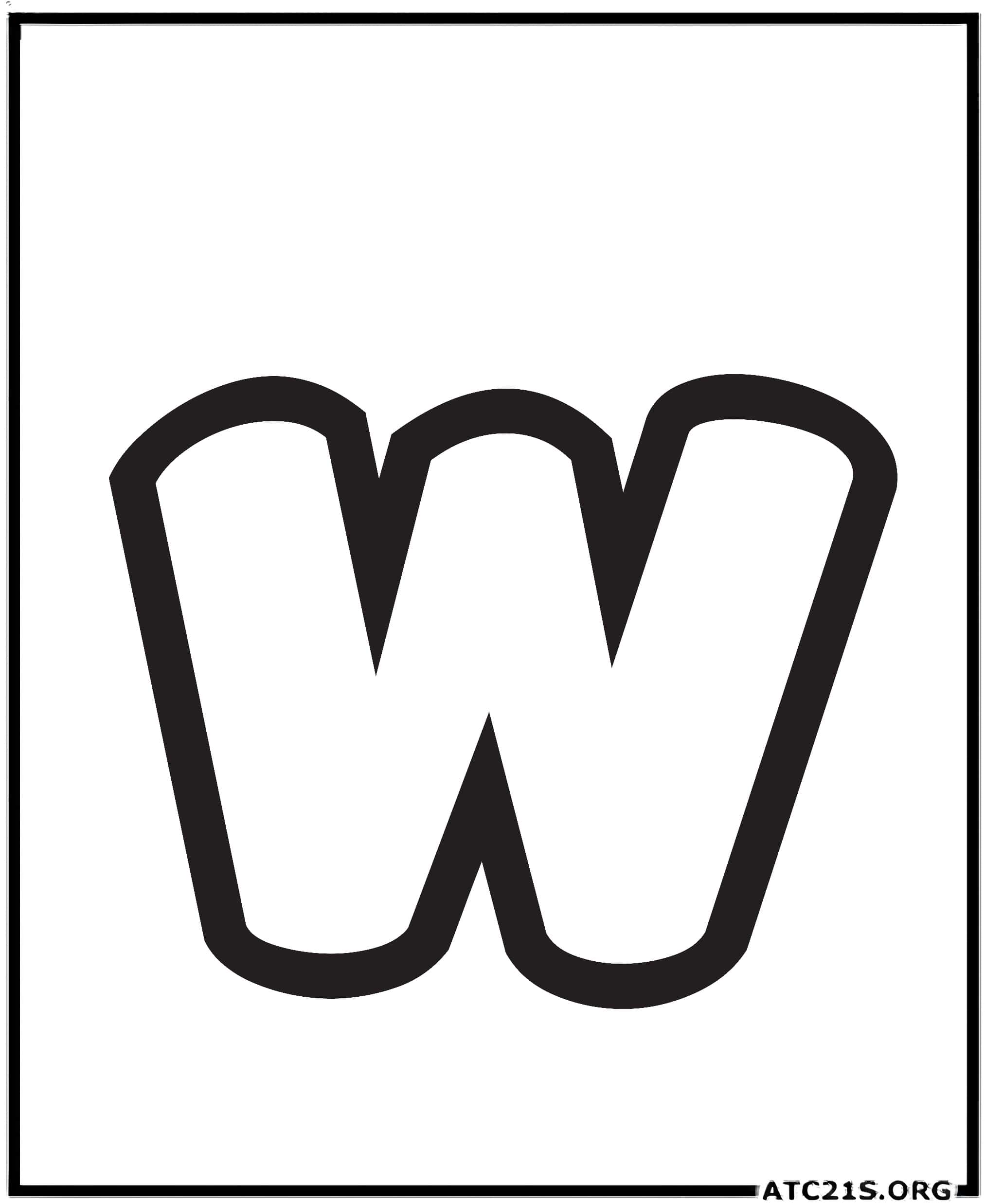 Letter W lowercase bubbly coloring page