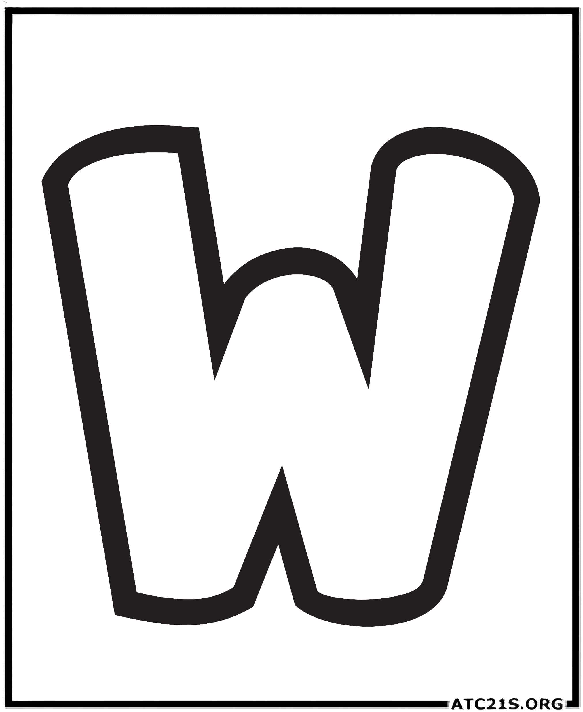 Letter W uppercase bubbly coloring page