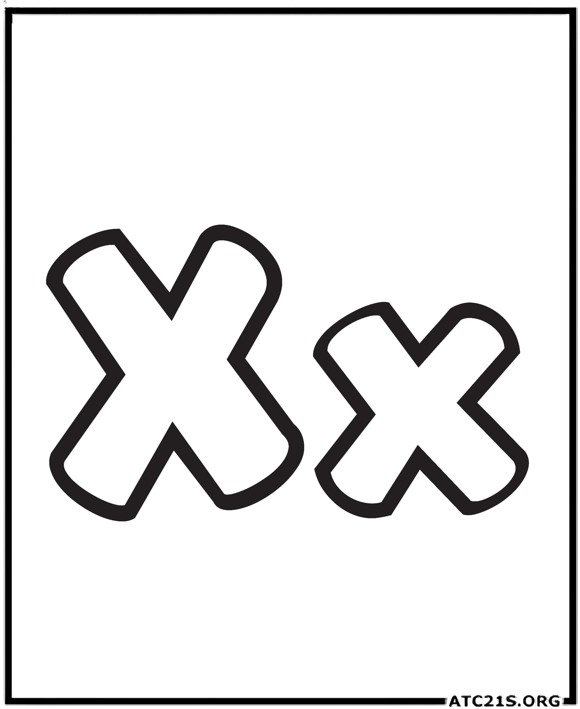 Letter X bubbly coloring page
