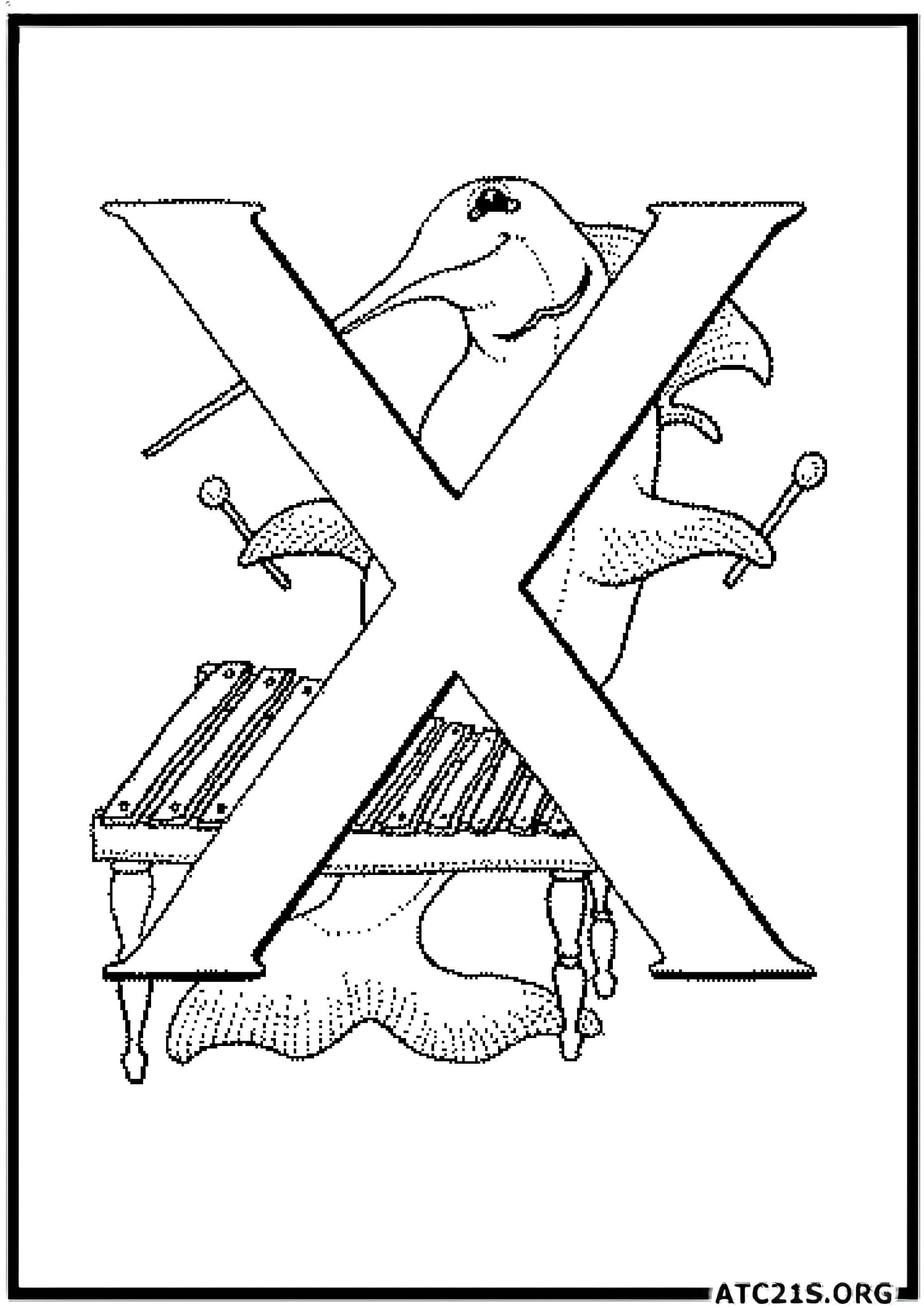 Letter X coloring page variant 2