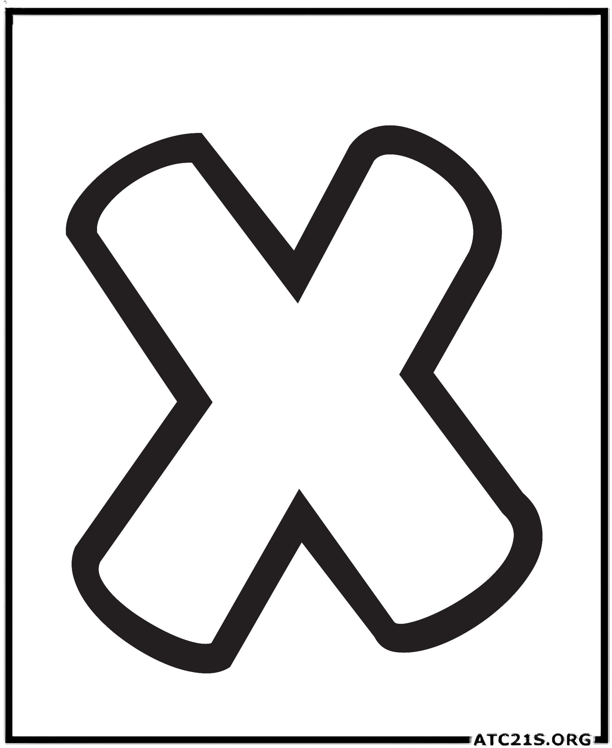 Letter X uppercase bubbly coloring page