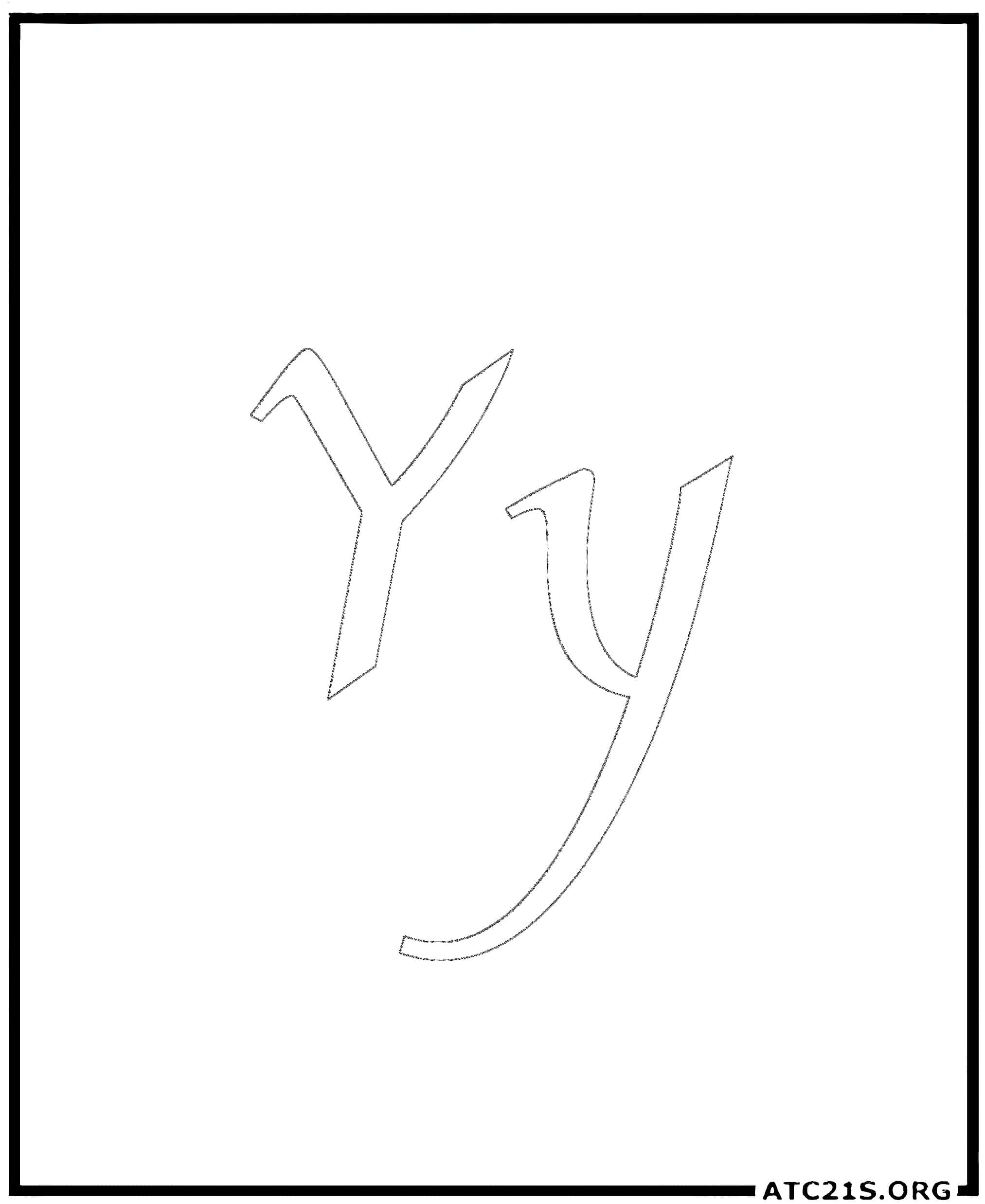 Letter Y calligraphy coloring page