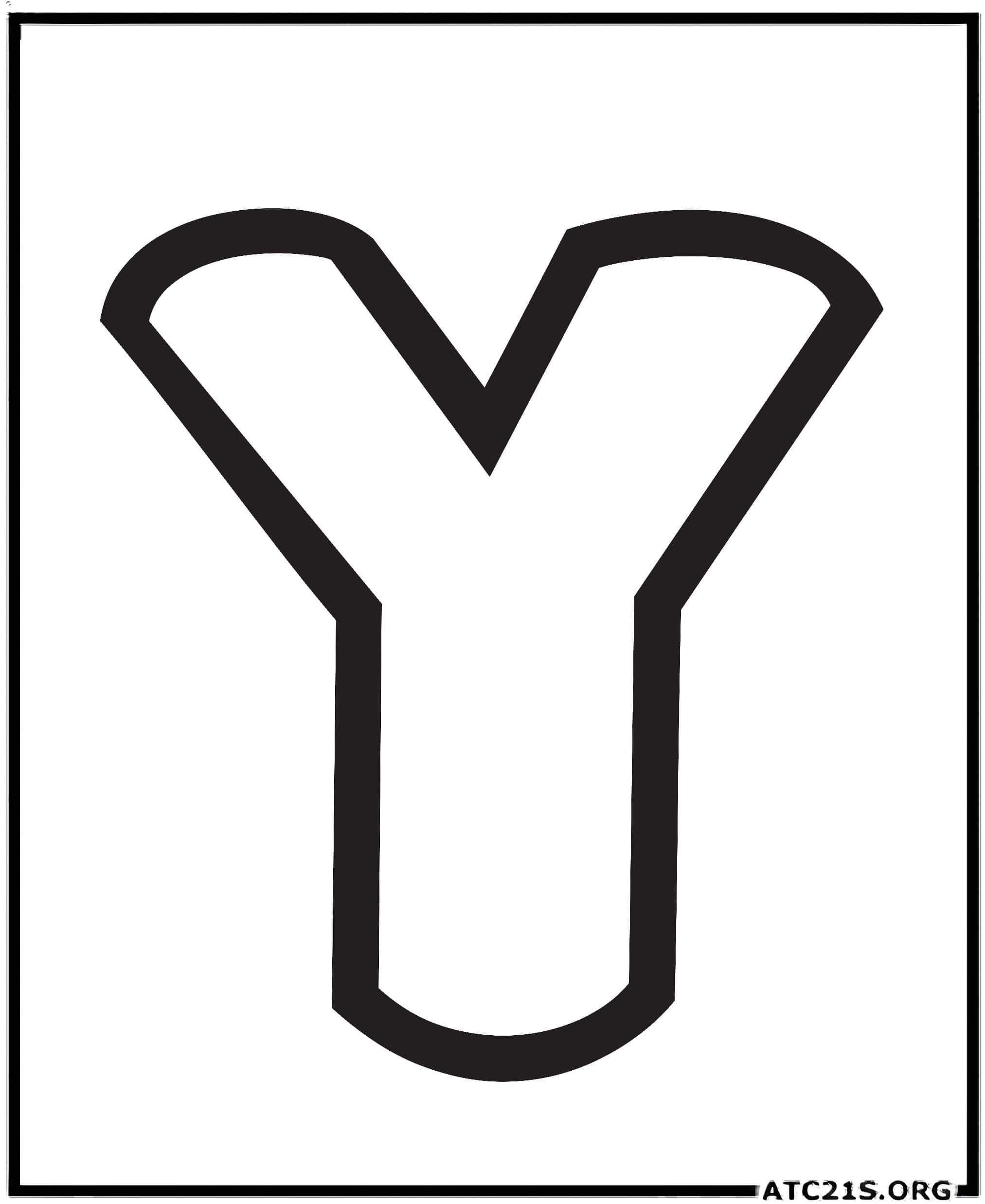 Letter Y uppercase bubbly coloring page
