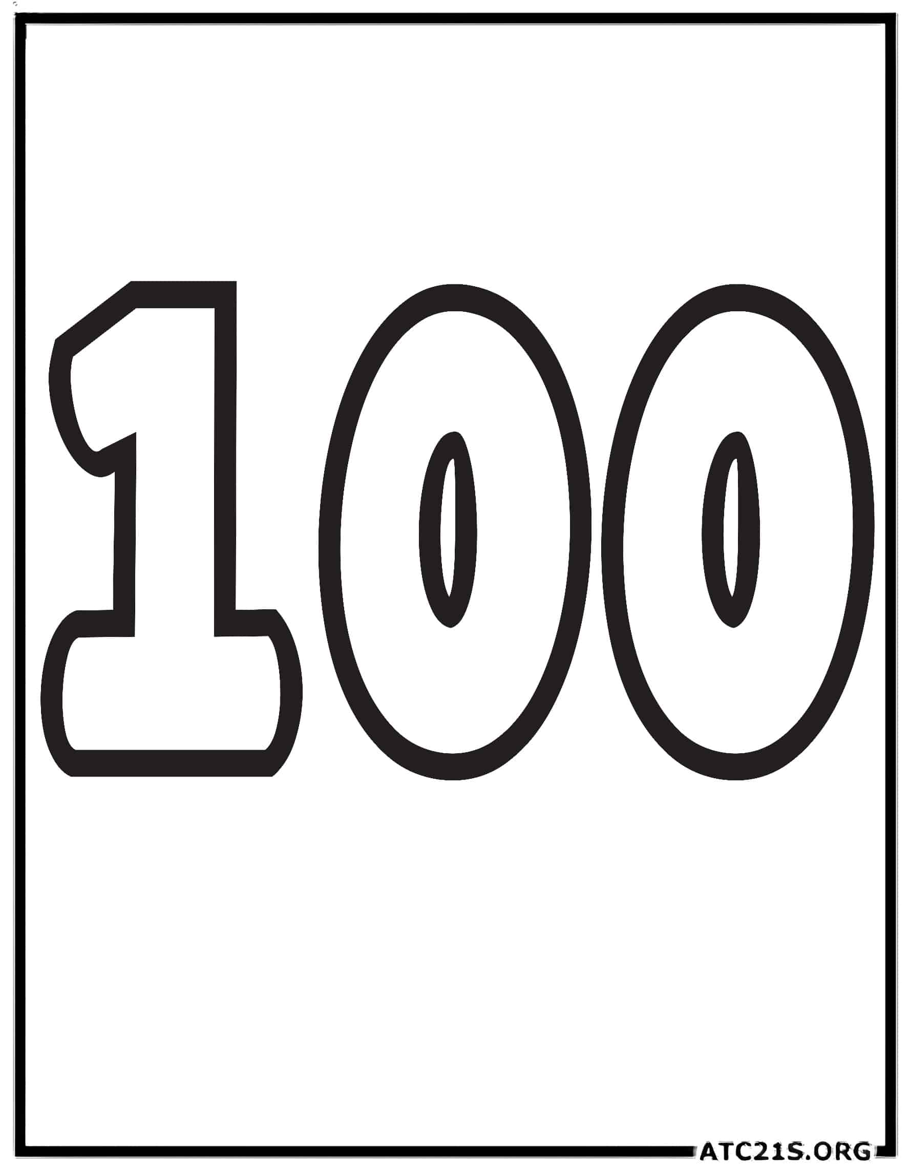 Number 100 coloring page