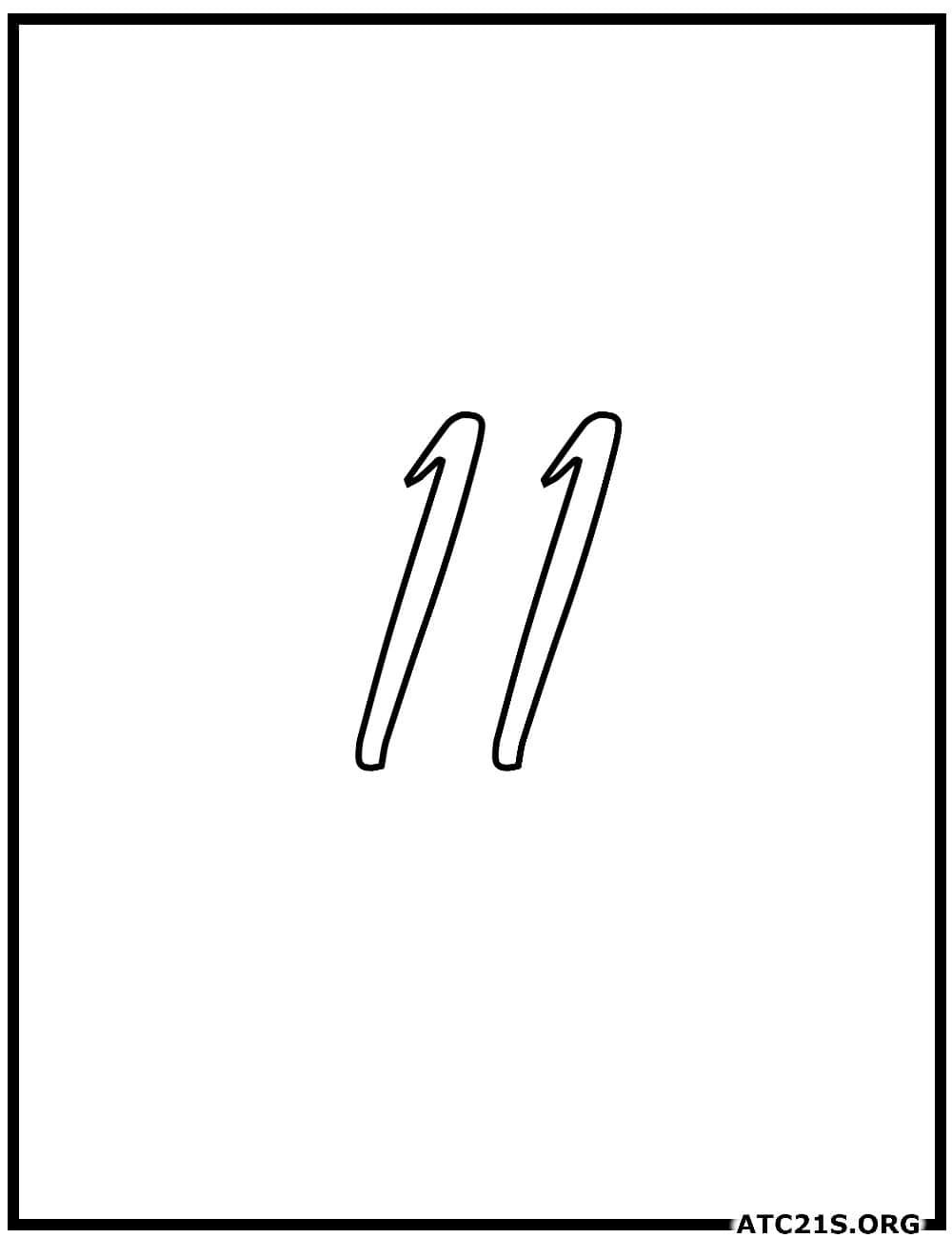 Number 11 calligraphy coloring page