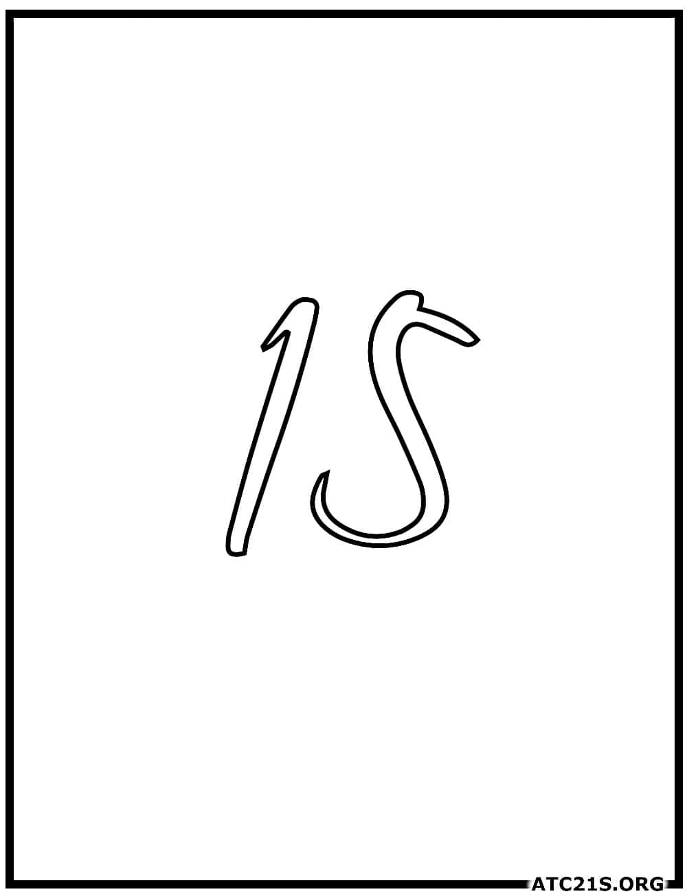 Number 15 calligraphy coloring page