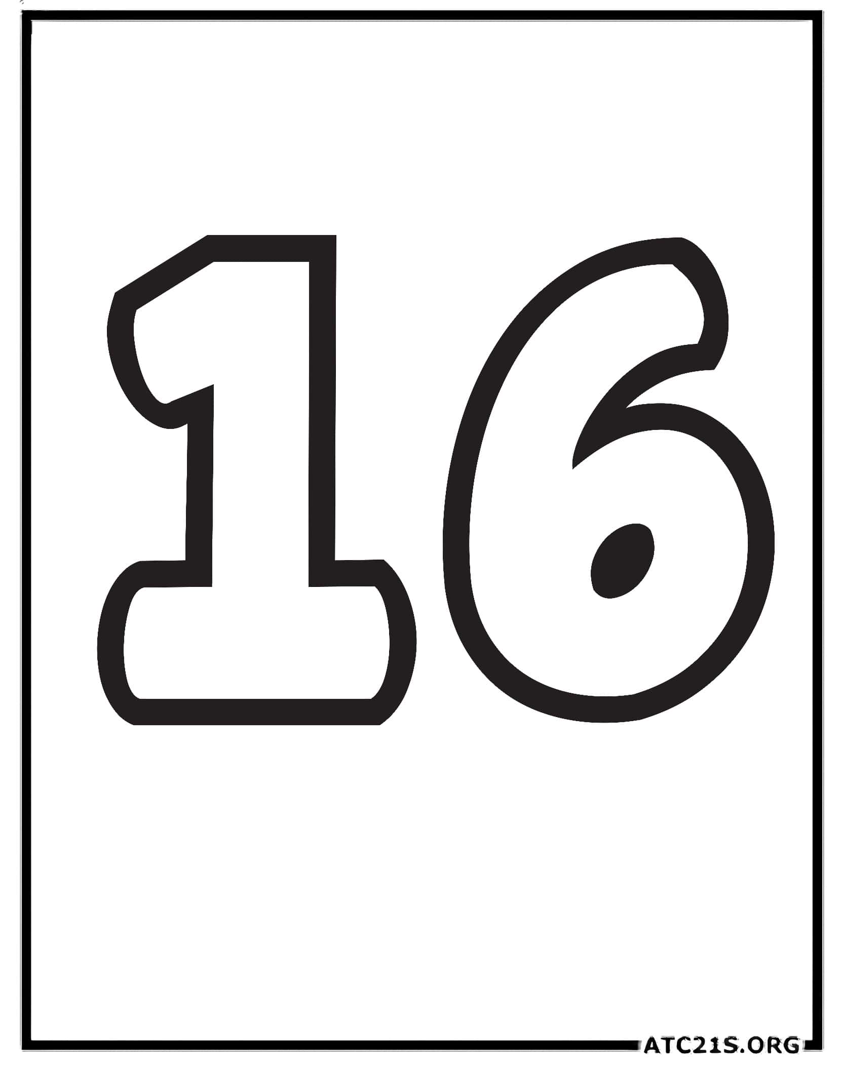 Number 16 coloring page