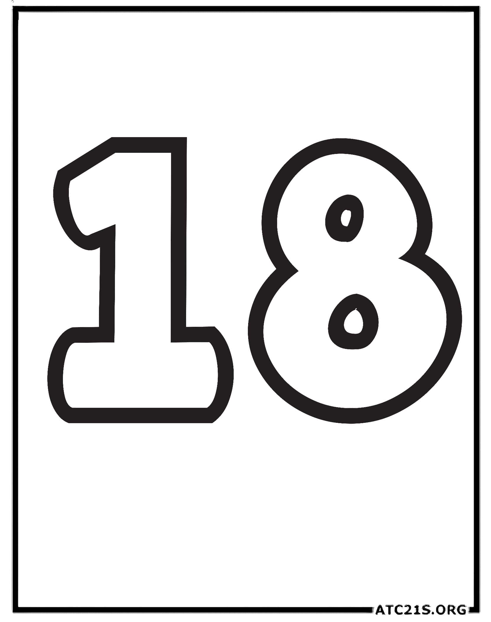 Number 18 coloring page