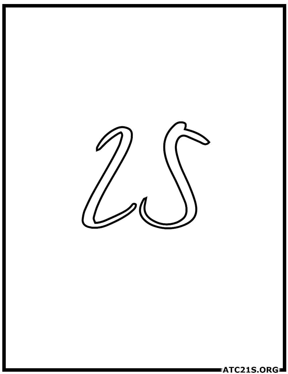 Number 25 calligraphy coloring page