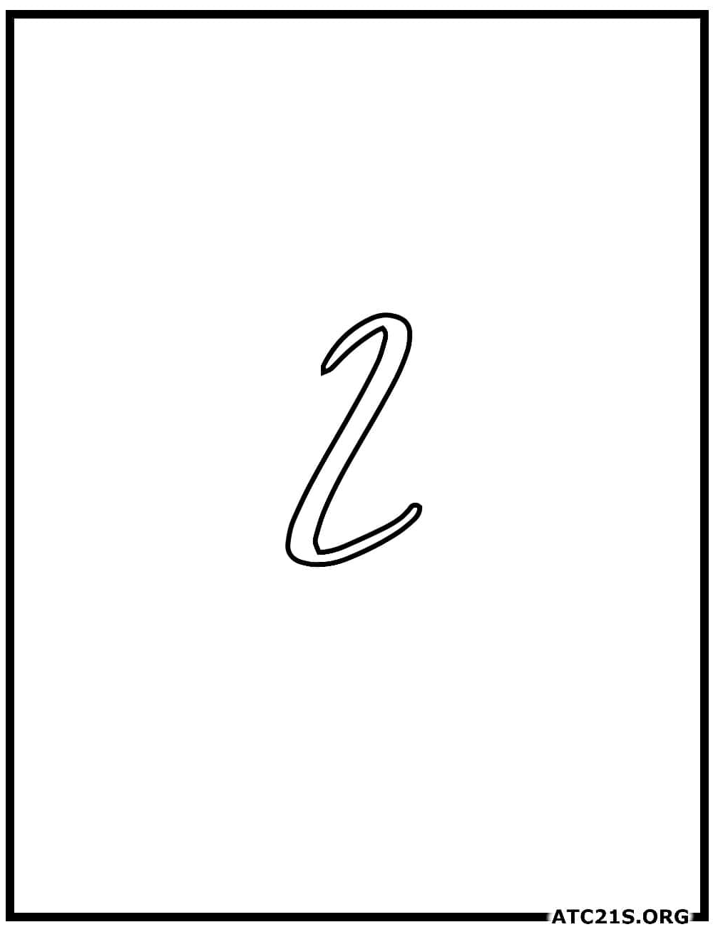 Number 2 calligraphy coloring page