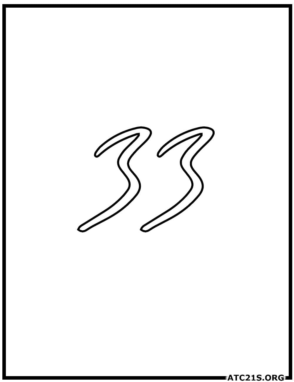 Number 33 calligraphy coloring page
