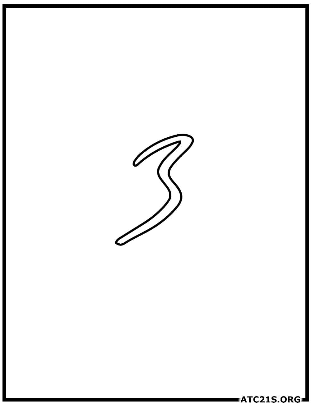 Number 3 calligraphy coloring page