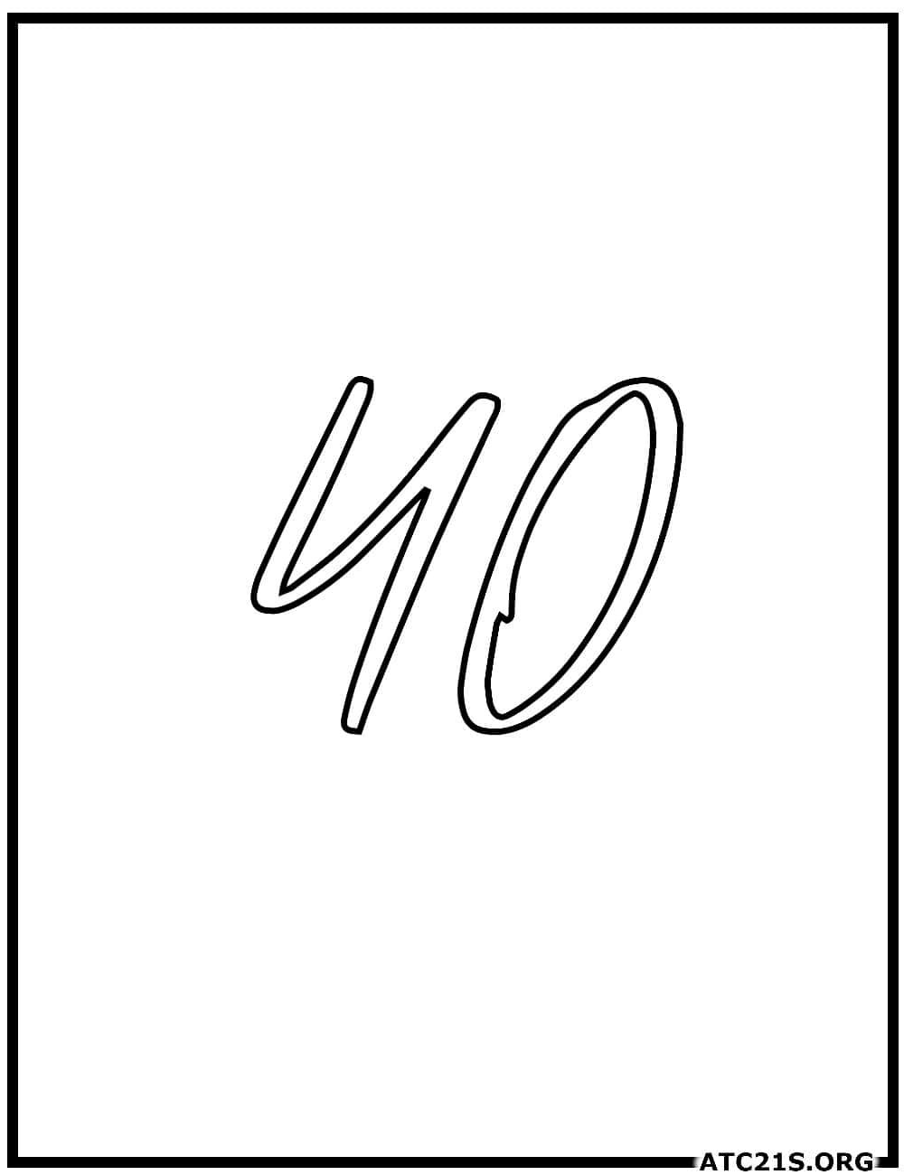 Number 40 calligraphy coloring page