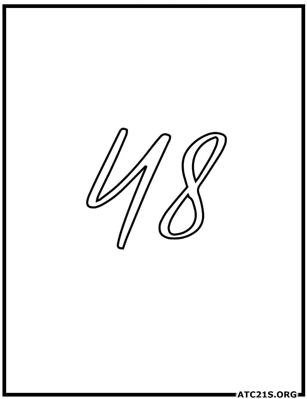 Number 48 calligraphy coloring page