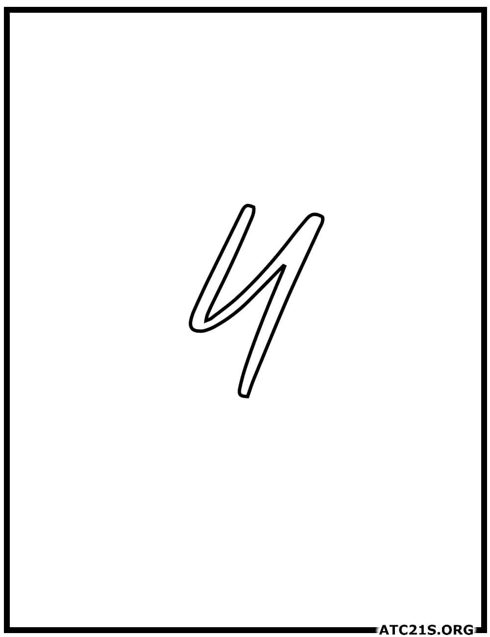 Number 4 calligraphy coloring page