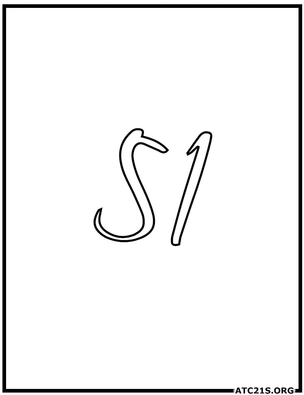 Number 51 calligraphy coloring page