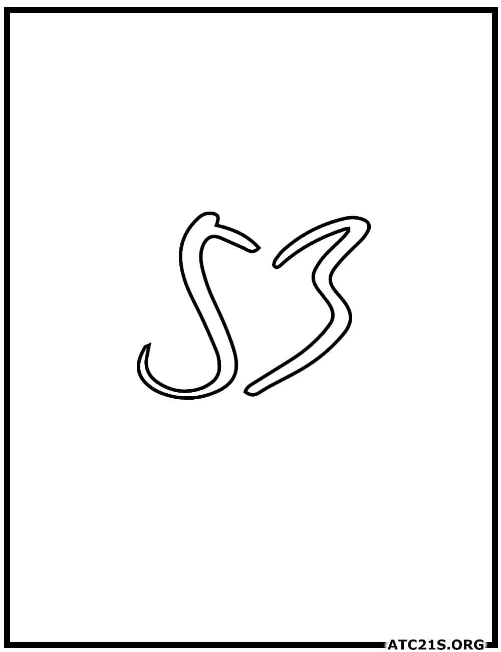 Number 53 calligraphy coloring page