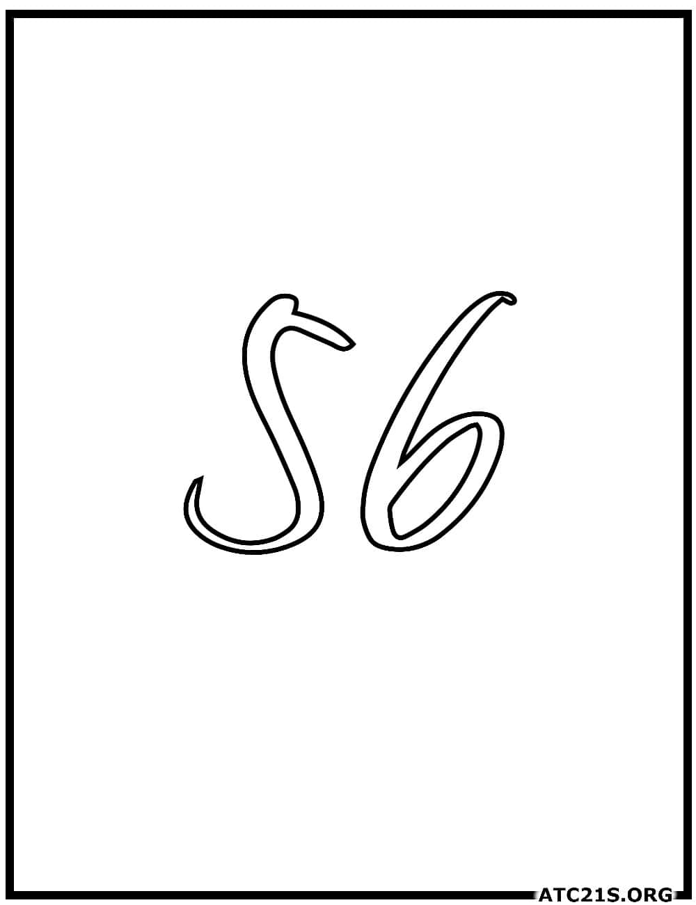 Number 56 calligraphy coloring page