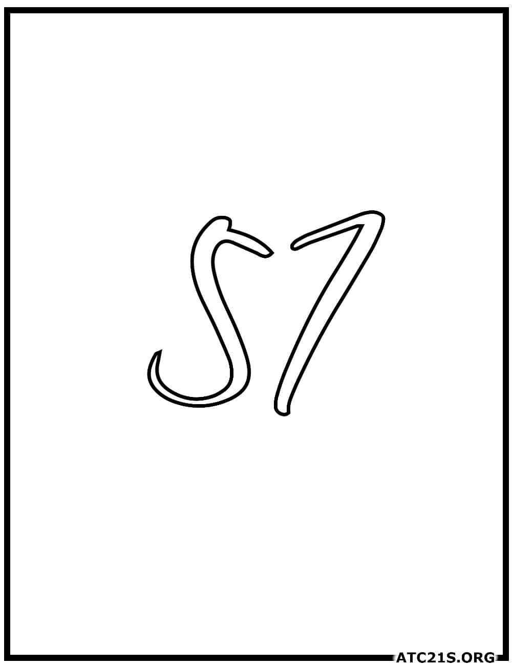 Number 57 calligraphy coloring page