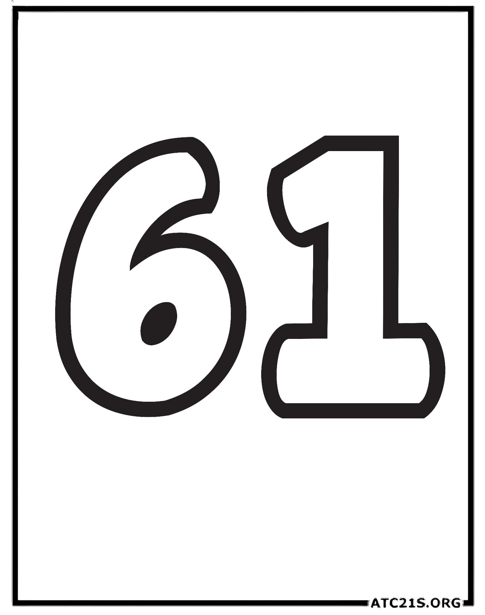 Number 61 coloring page