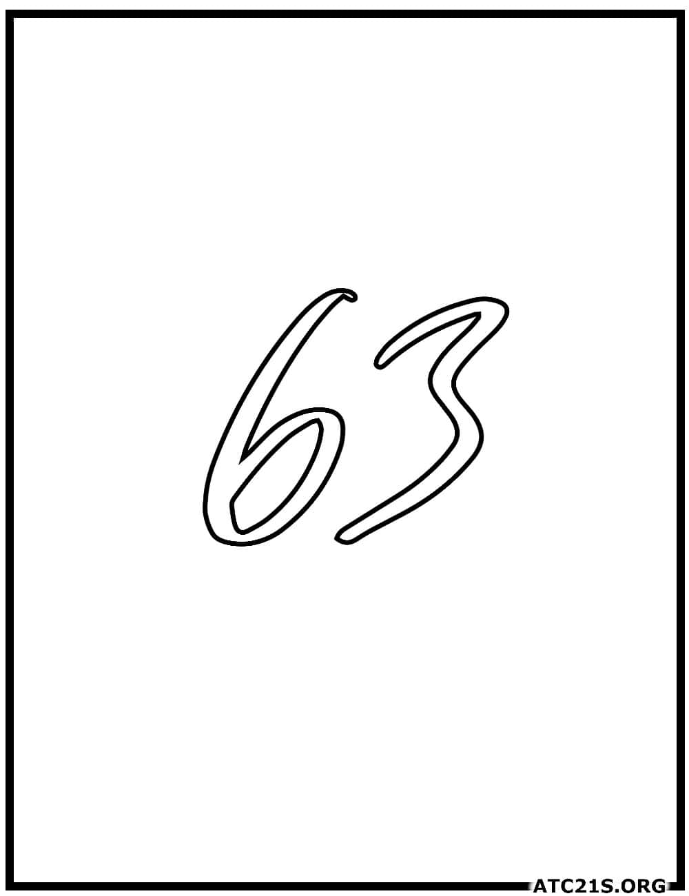 Number 63 calligraphy coloring page