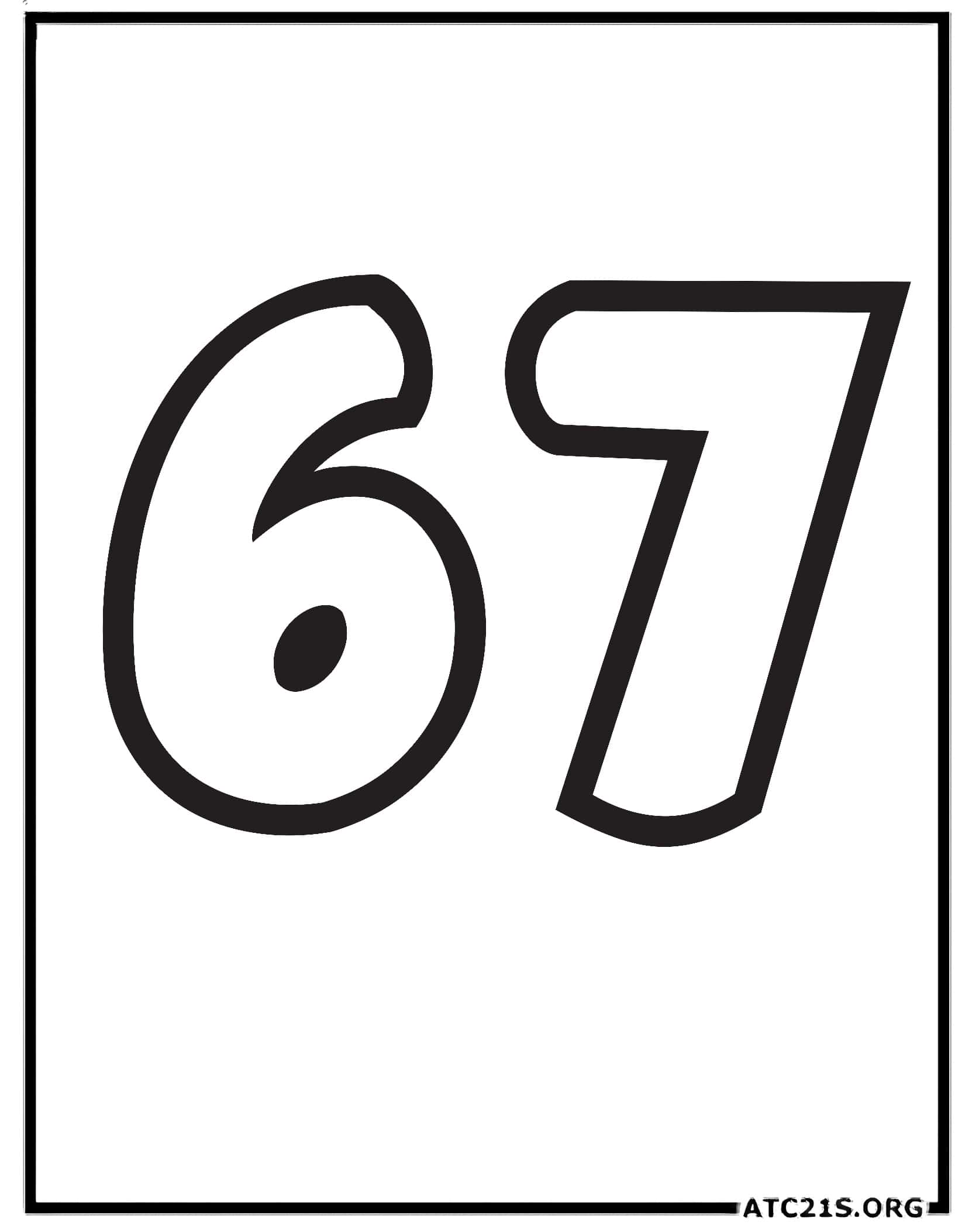 Number 67 coloring page
