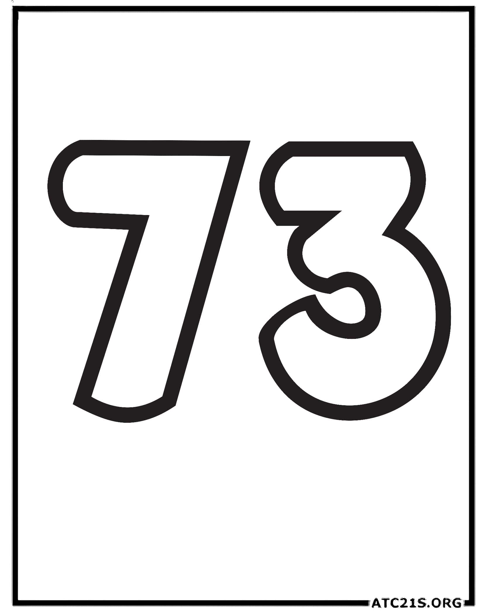 Number 73 coloring page